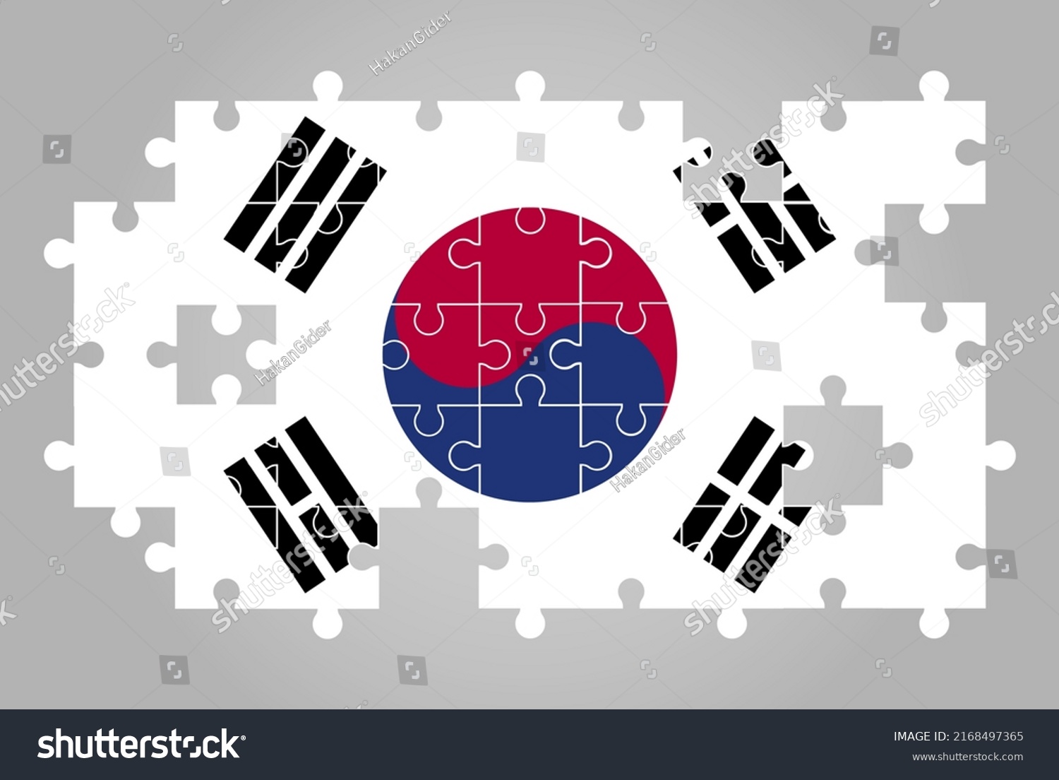 South Korea Flag Shape Jigsaw Puzzle Stock Vector (Royalty Free ...