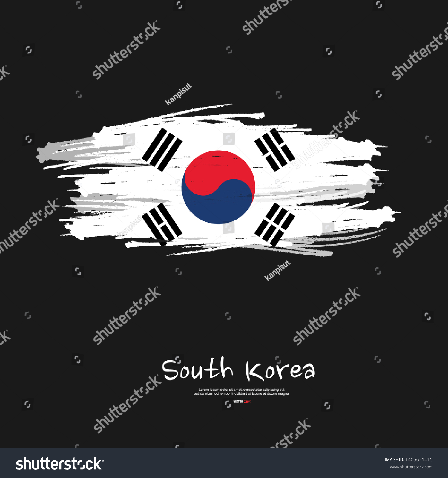 South Korea Flag Brush Stroke Backgroundpostervector Stock Vector Royalty Free