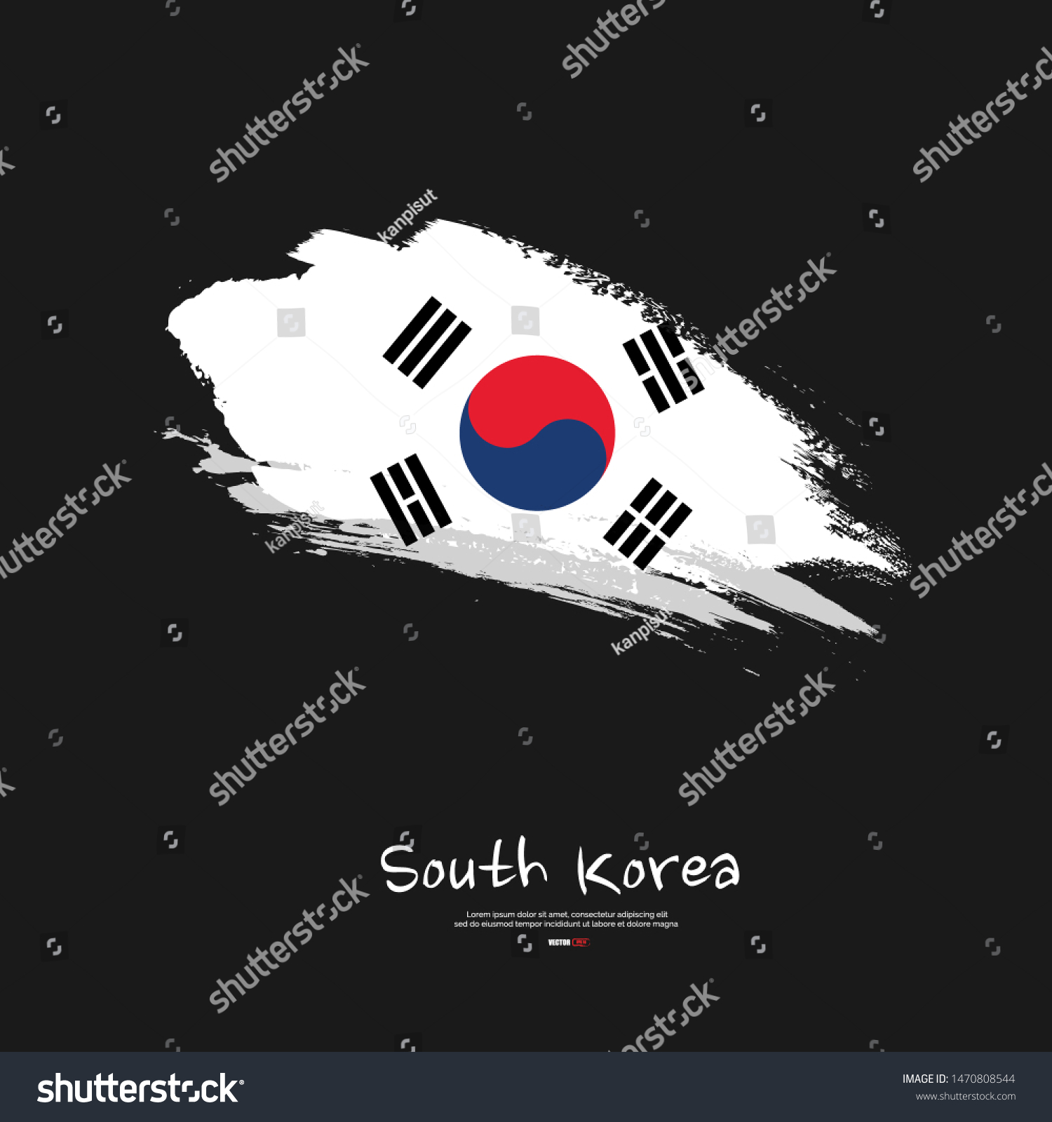 South Korea Flag Brush Stroke Backgroundpostervector Stock Vector Royalty Free