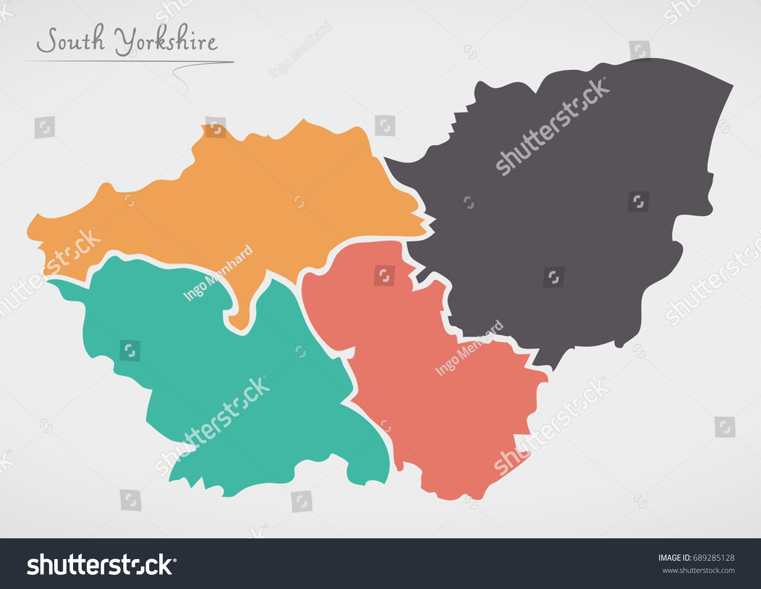 Map South Yorkshire England South Yorkshire England Map States Modern Stock Vector (Royalty Free)  689285128 | Shutterstock