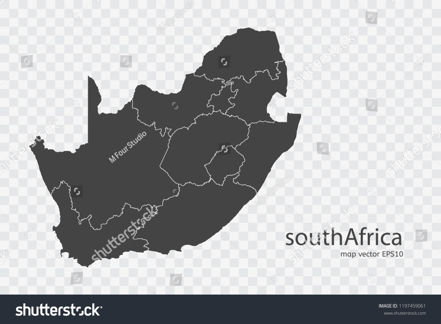 Southafrica Map Vector Isolated On Transparent Stock Vector (Royalty ...