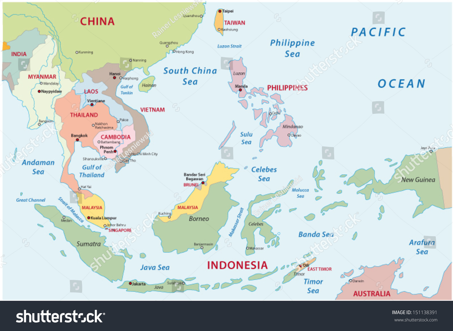 Southeast Asia Map Stock Vector (Royalty Free) 151138391