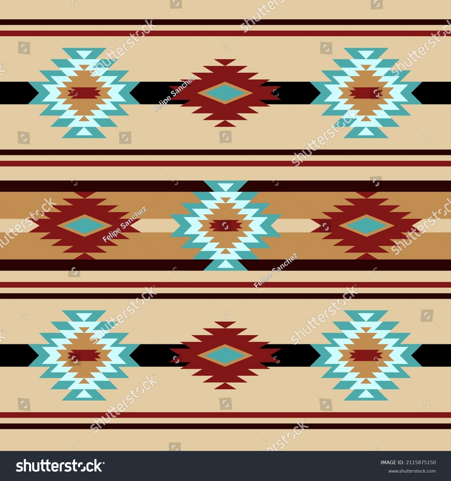 Southwestern Traditional Design Seamless Repeat Pattern Stock Vector