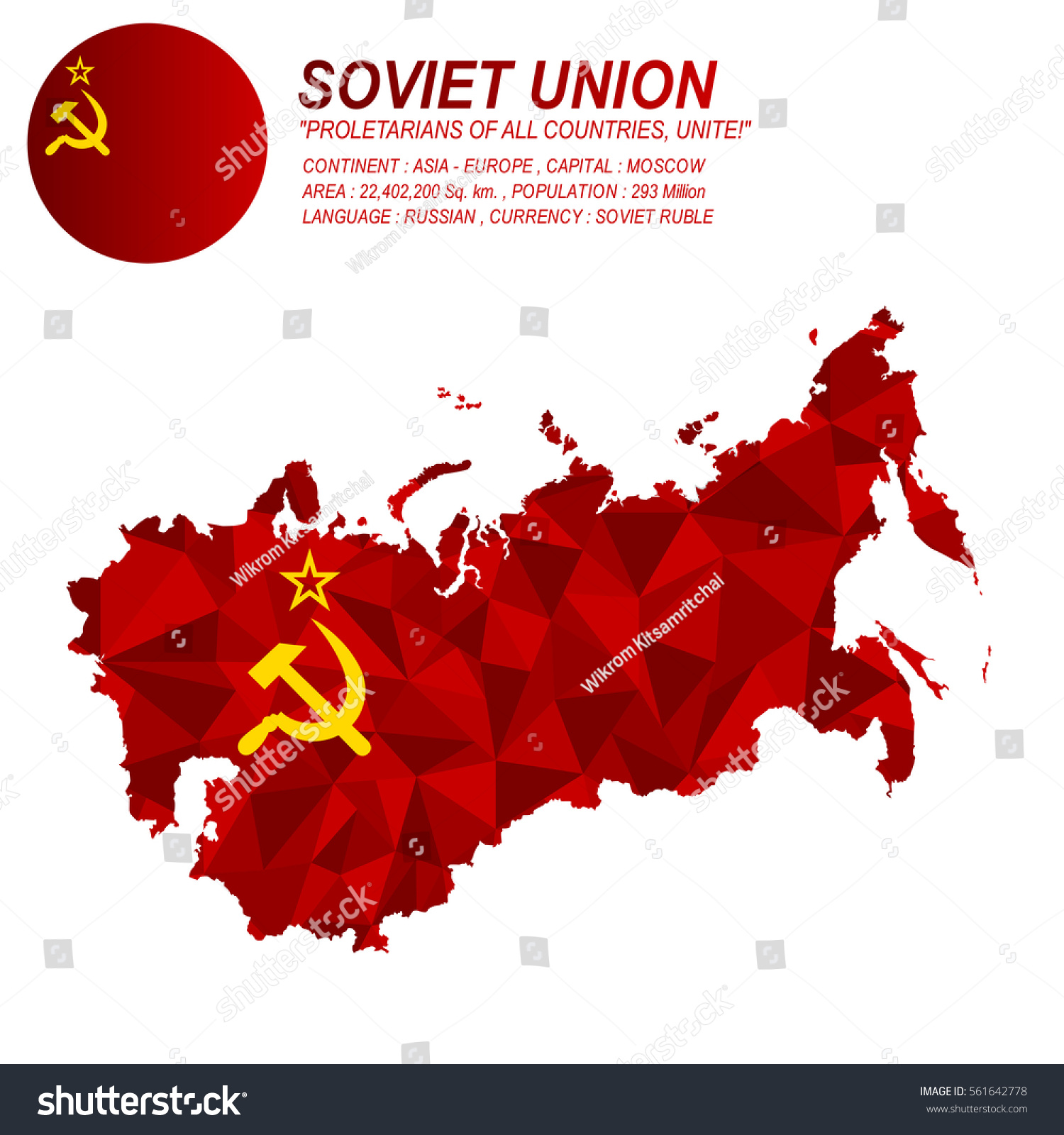 Soviet Flag Overlay On Soviet Map: vector de stock (libre de regalías