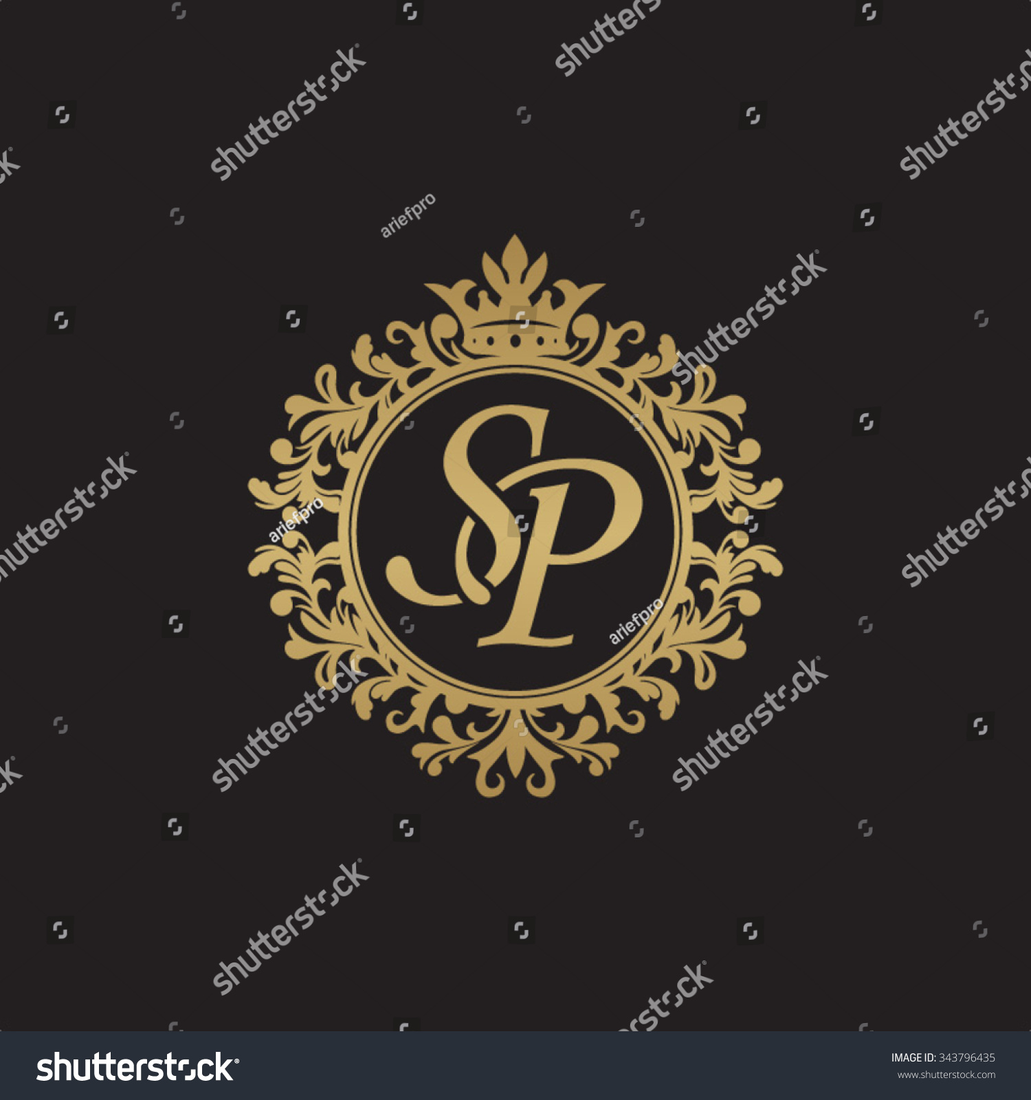 Sp Initial Luxury Ornament Monogram Logo vetor stock (livre de