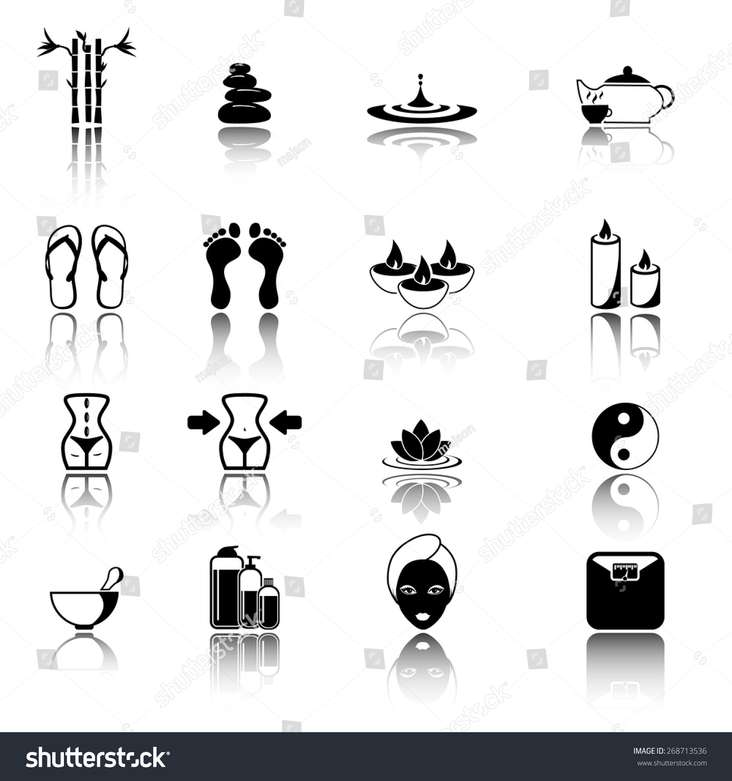 Spa Wellness Icon Set Stock Vector 268713536 - Shutterstock
