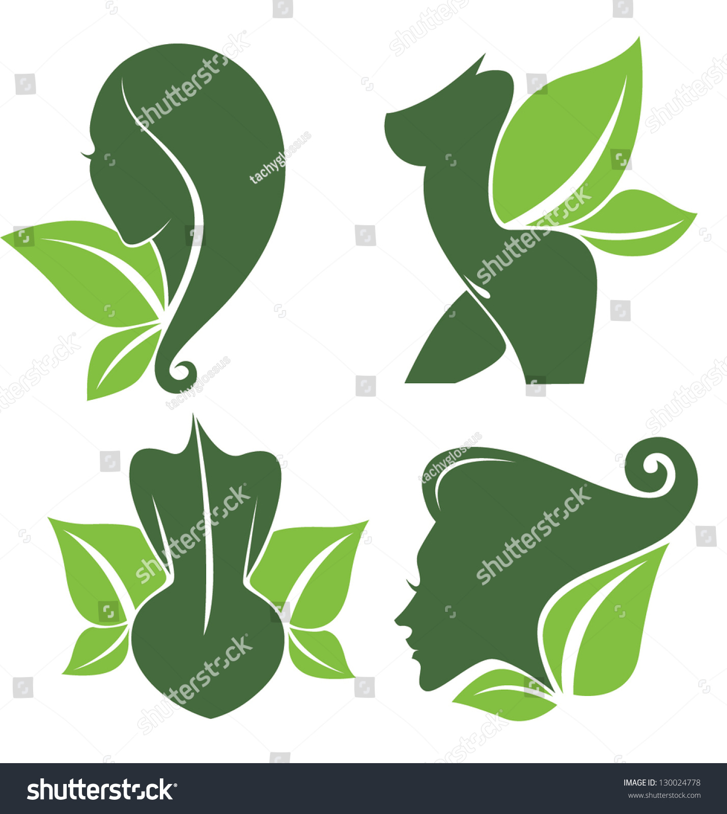 Spa Beauty Nature Symbols Concept Woman Stock Vector (Royalty Free ...