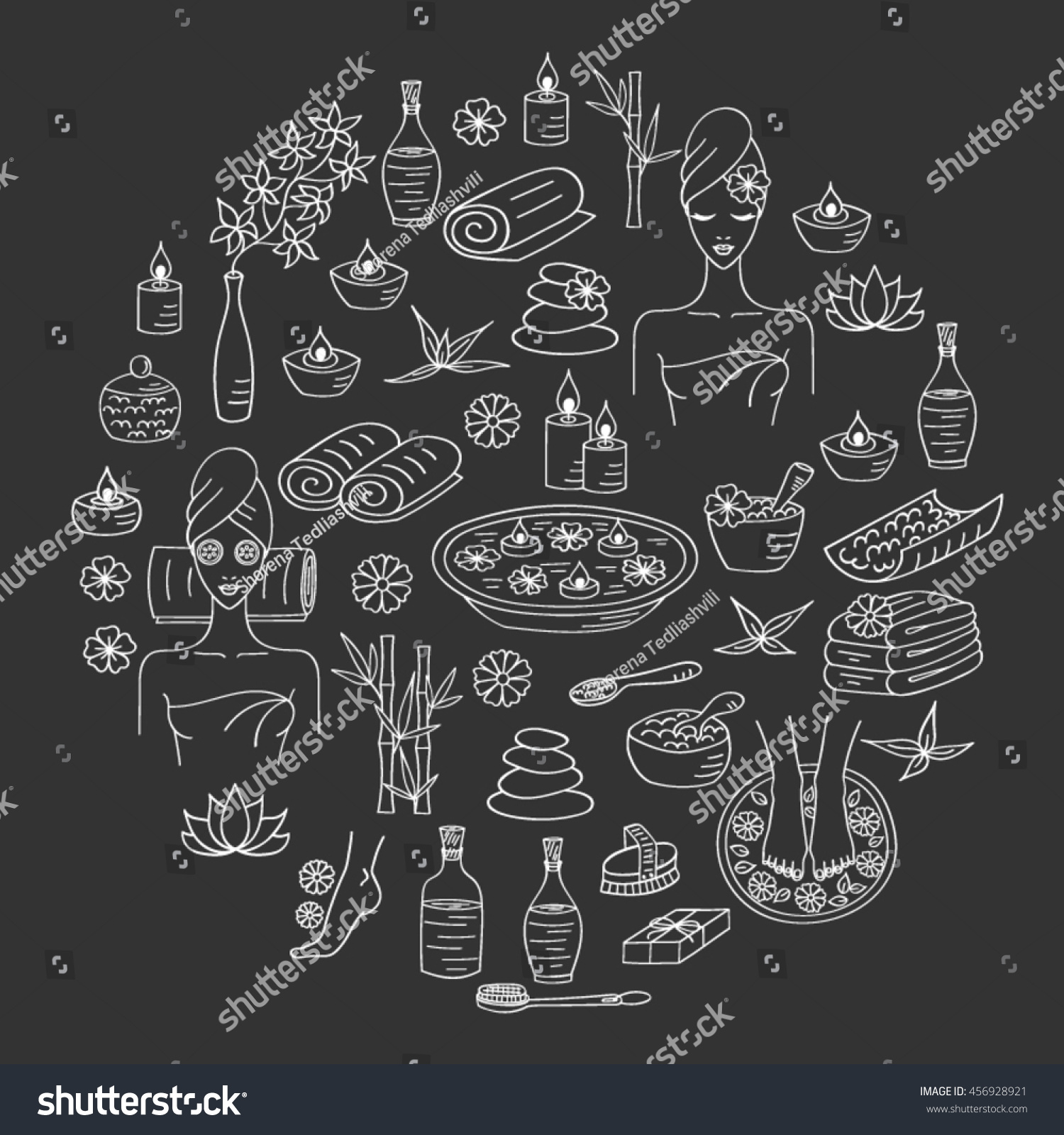 Spa Hand Drawn Doodle Icons Vector Stock Vector Royalty Free 456928921