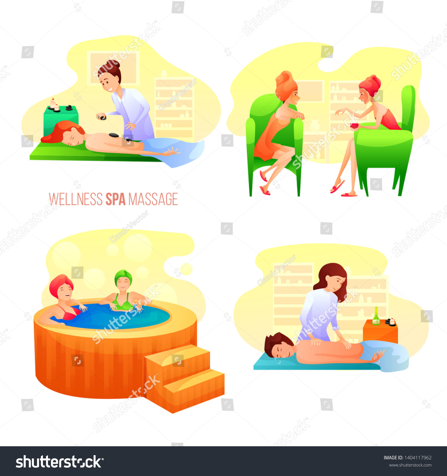 Spa Salon Vector Illustrations Set Women Stock Vector Royalty