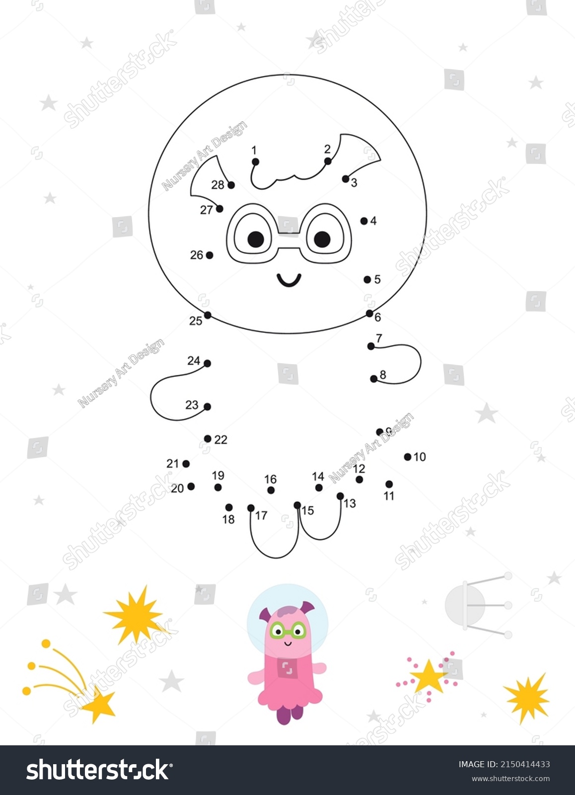 Space Activities Kids Dot Dot Game Stock Vector (royalty Free 