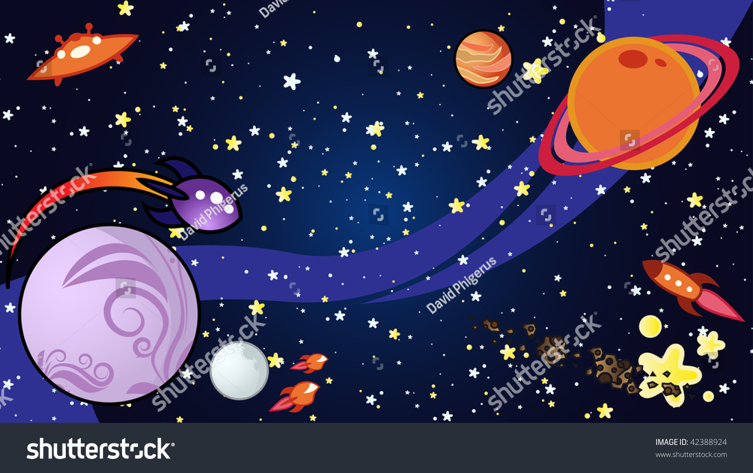 Space Cartoon Background Stock Vector 42388924 - Shutterstock