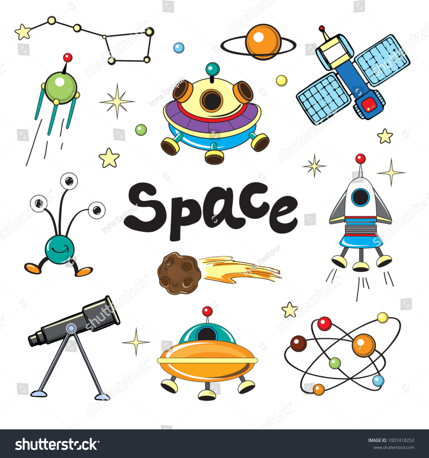 Space Collection Space Monsters On White Stock Vector (Royalty Free ...