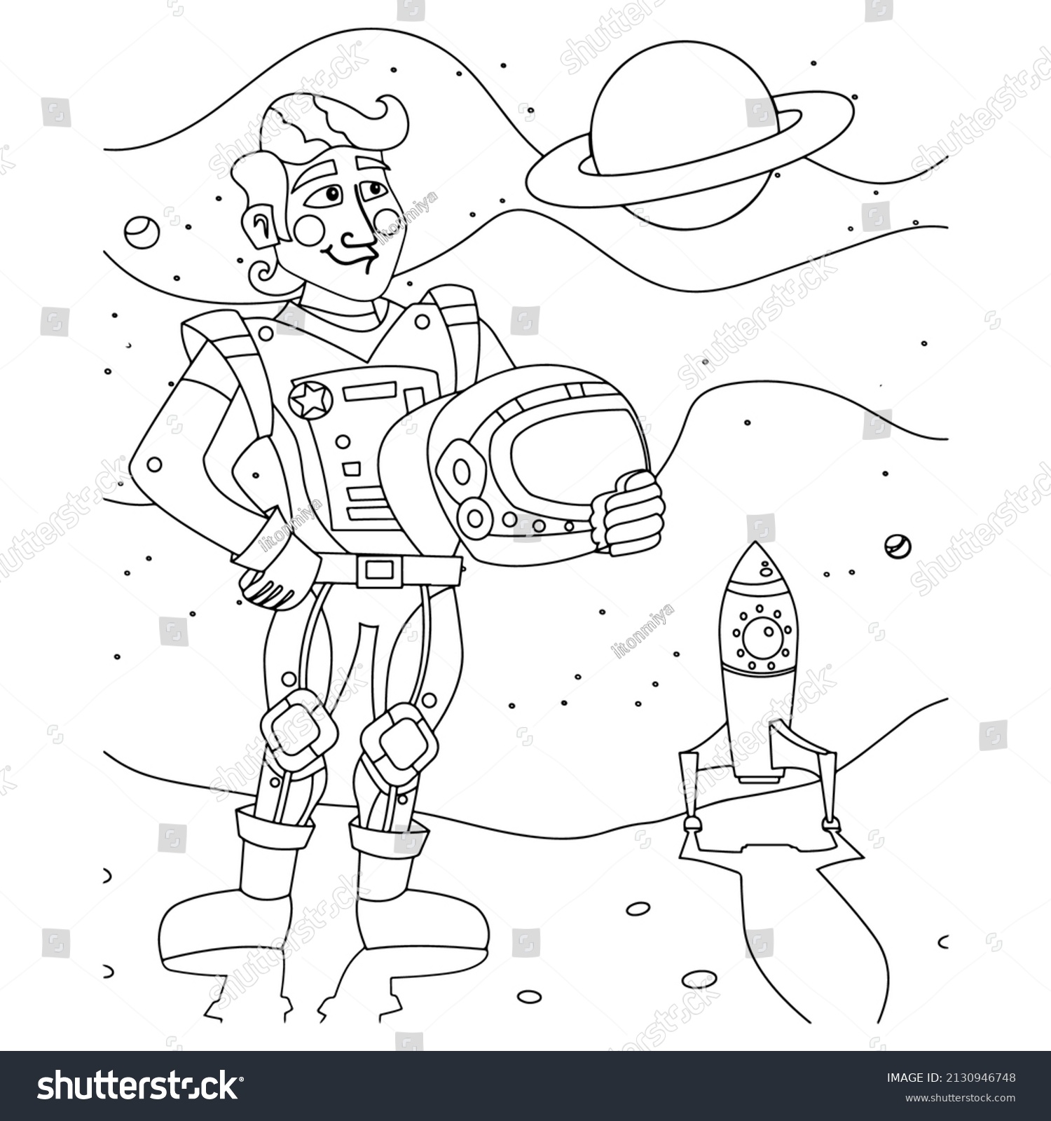 Space Coloring Pages Kids Printable Stock Vector (Royalty Free) 2130946748