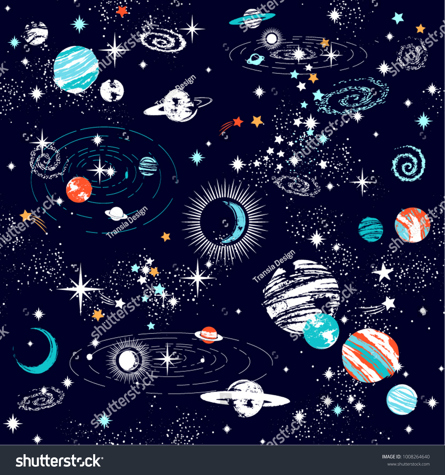 Space Galaxy Constellation Seamless Pattern Print Stock Vector (Royalty ...