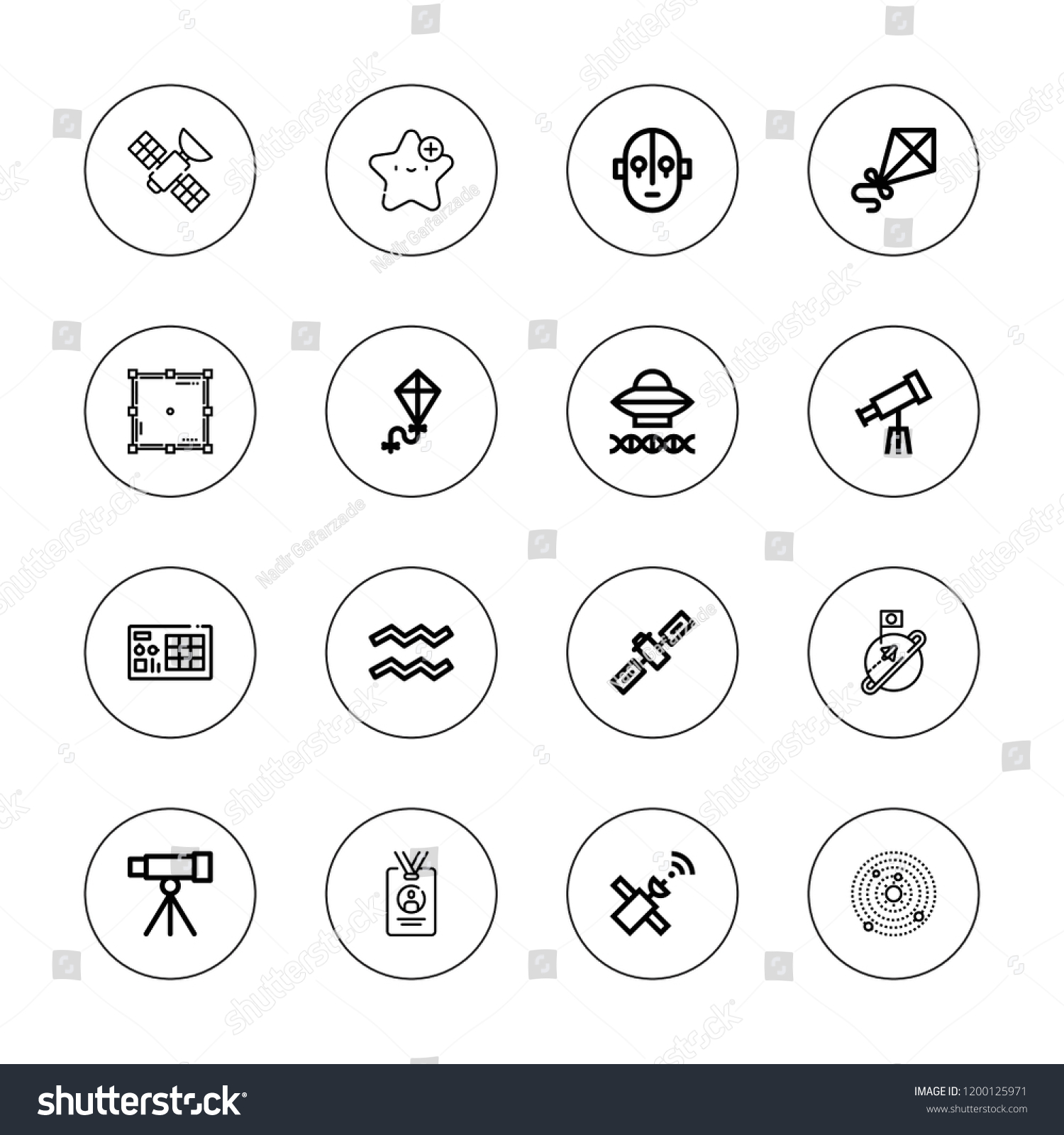 Space Icon Set Collection 16 Outline Stock Vector Royalty Free 1200125971