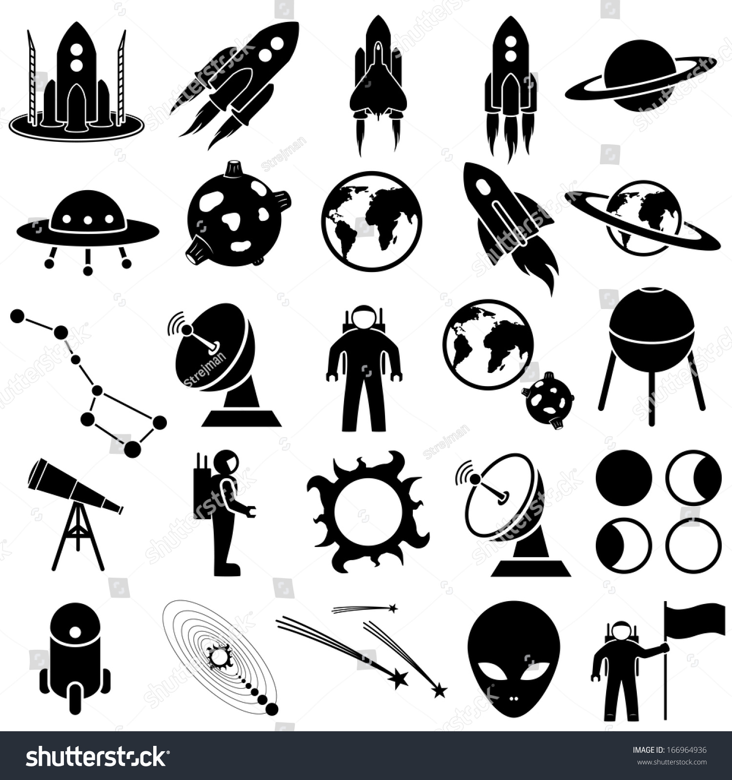 Space Icon Set Vector Collection On Stock Vector (Royalty Free) 166964936