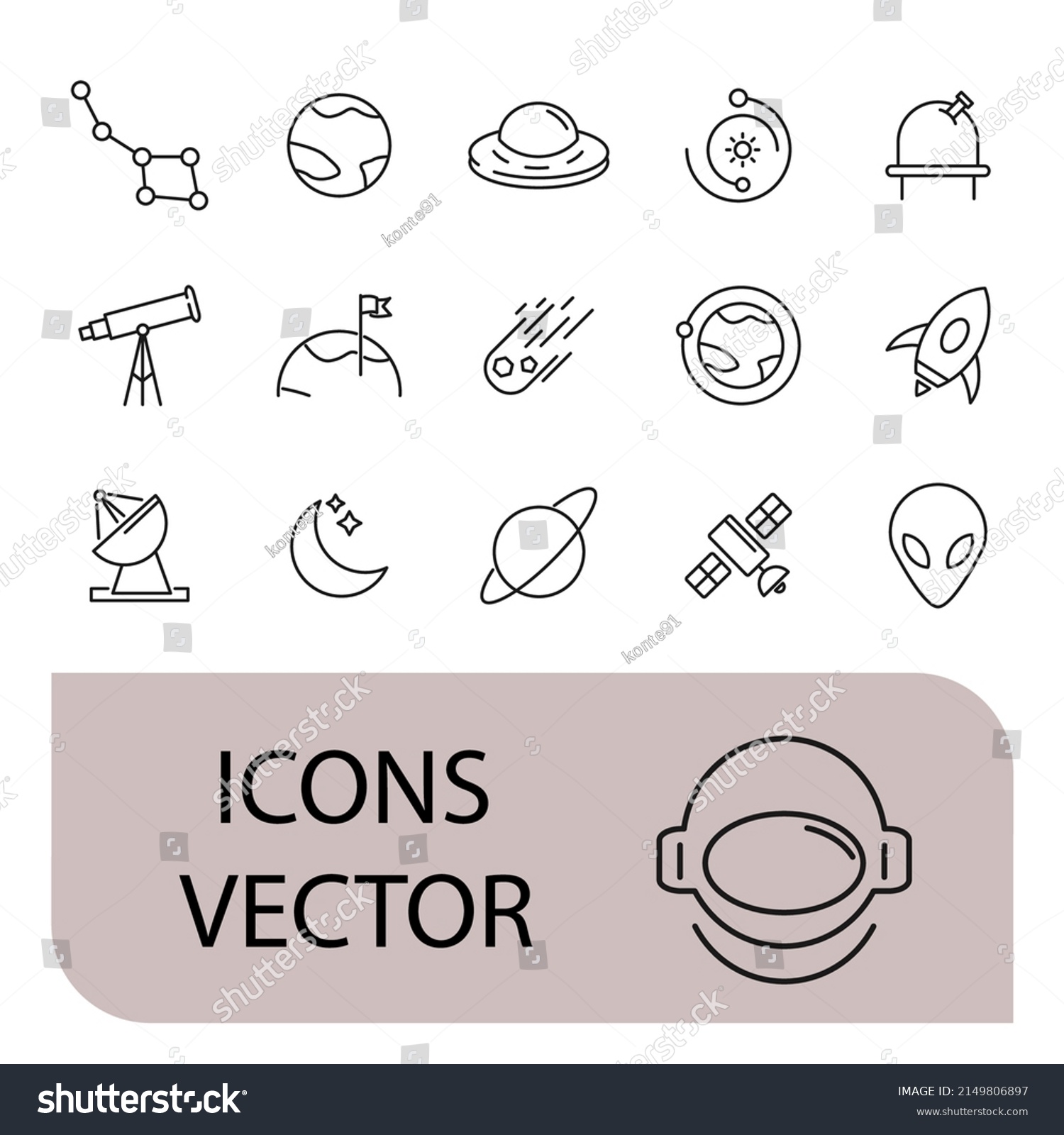 Space Icons Set Space Pack Symbol Stock Vector (Royalty Free