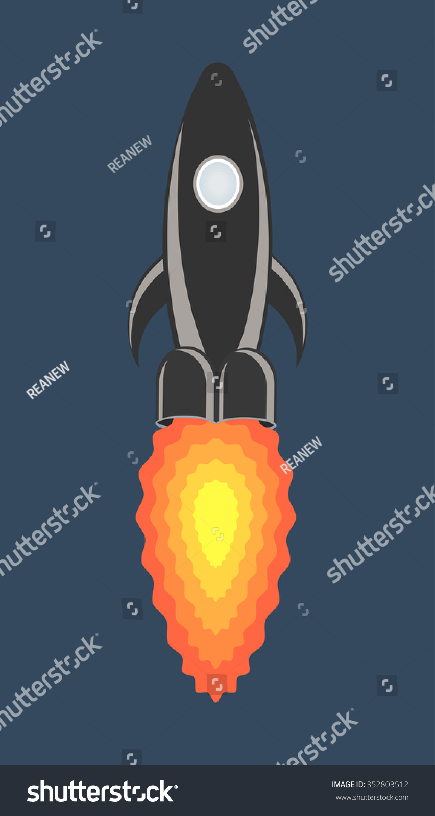 Space Rocket Jet Engine Power Flat Stock Vector (Royalty Free ...