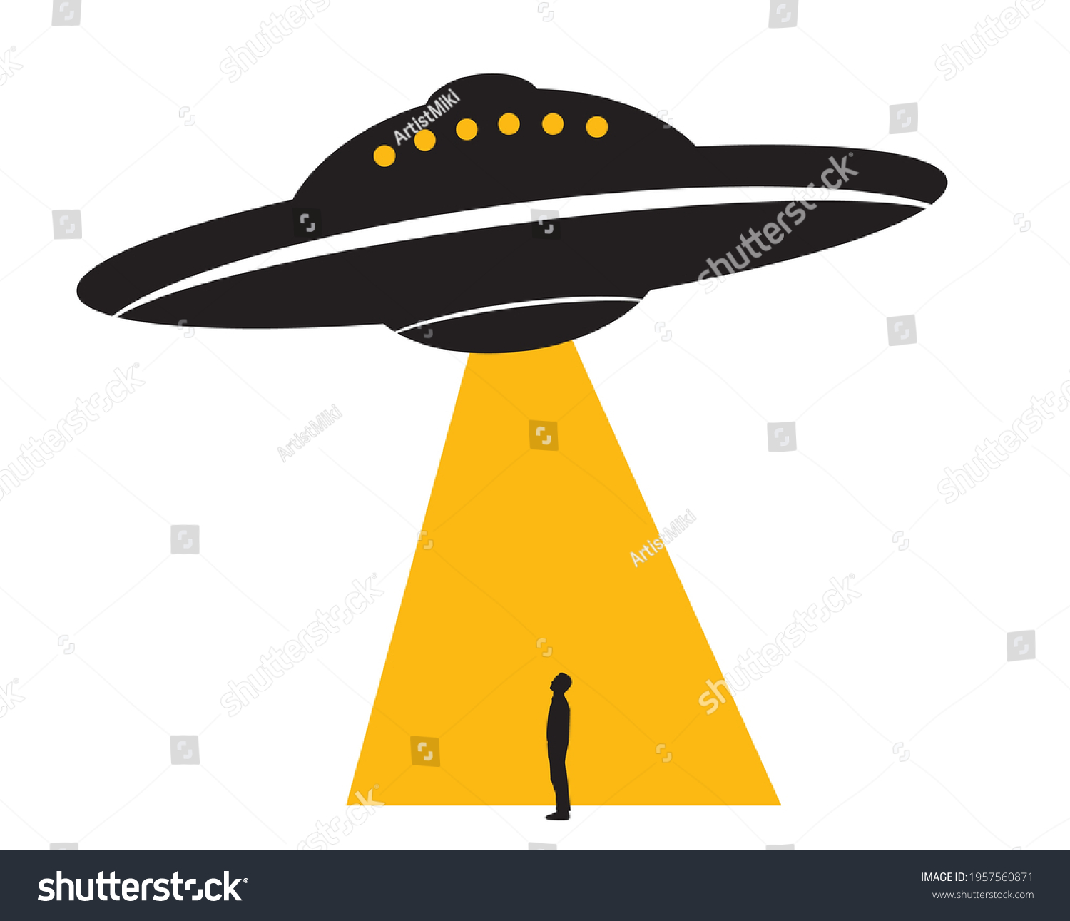 Space Ship Illustration Man Silhouette Isolated Stock Vector (Royalty ...