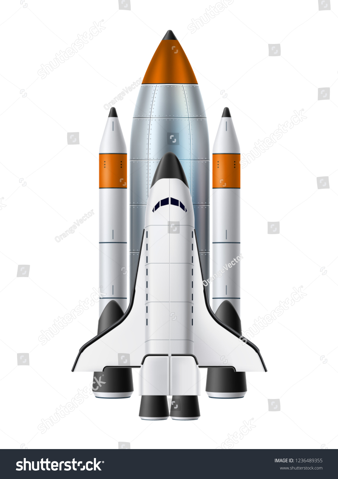 Space Shuttle Realistic Mockup Spacecraft Rocket Stock Vector Royalty Free