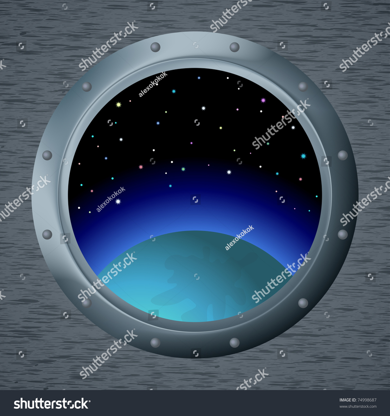 Spaceship Window Porthole Space Dark Blue Stock Vector 74998687 ...