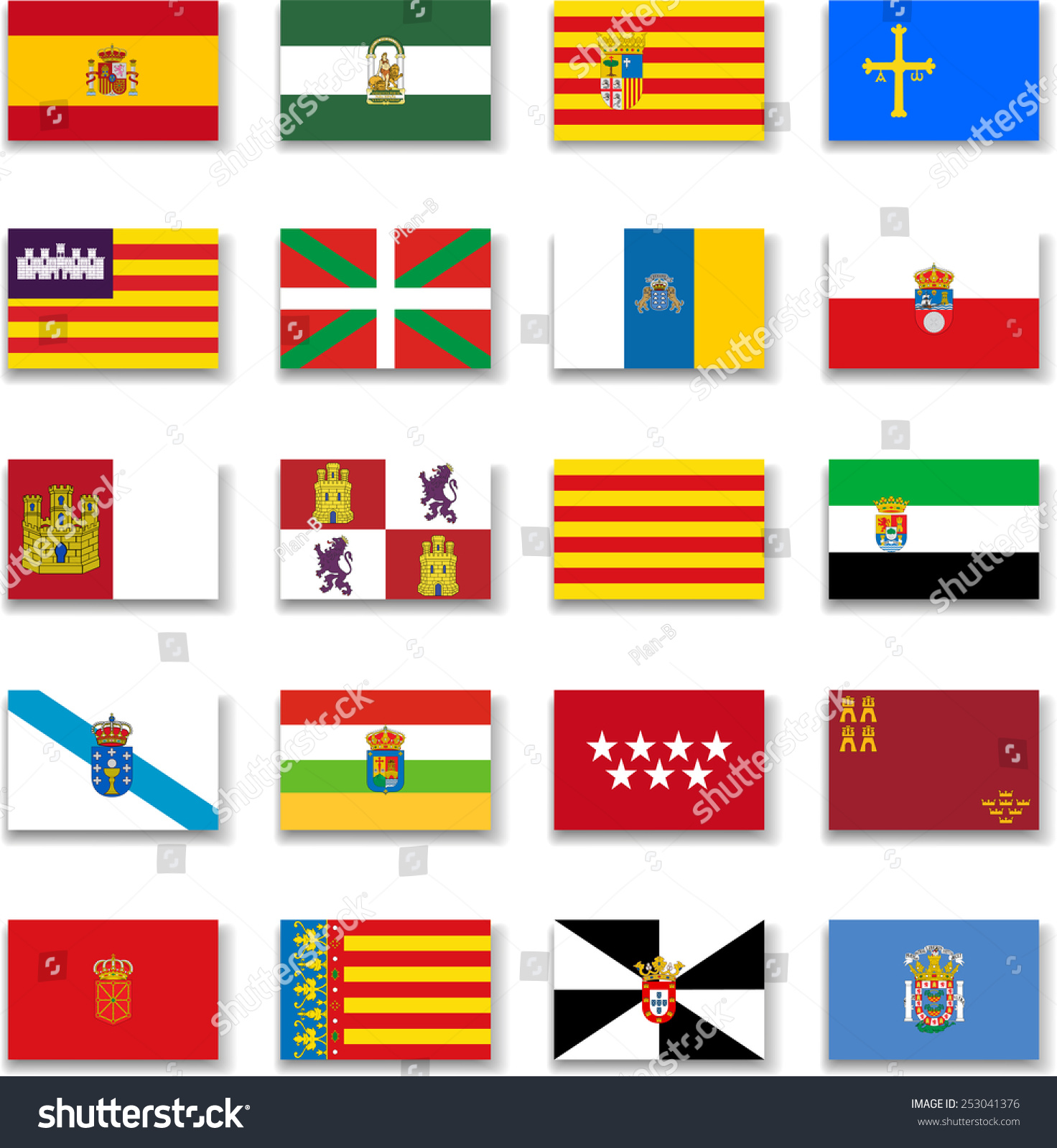 Spain Autonomous Communities Flag Collectioncomplete Stock Vector ...