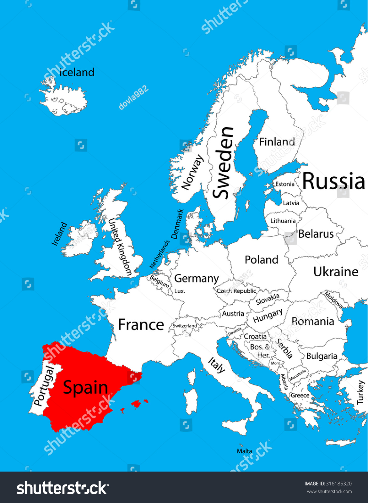 Europe Countries Map Spain