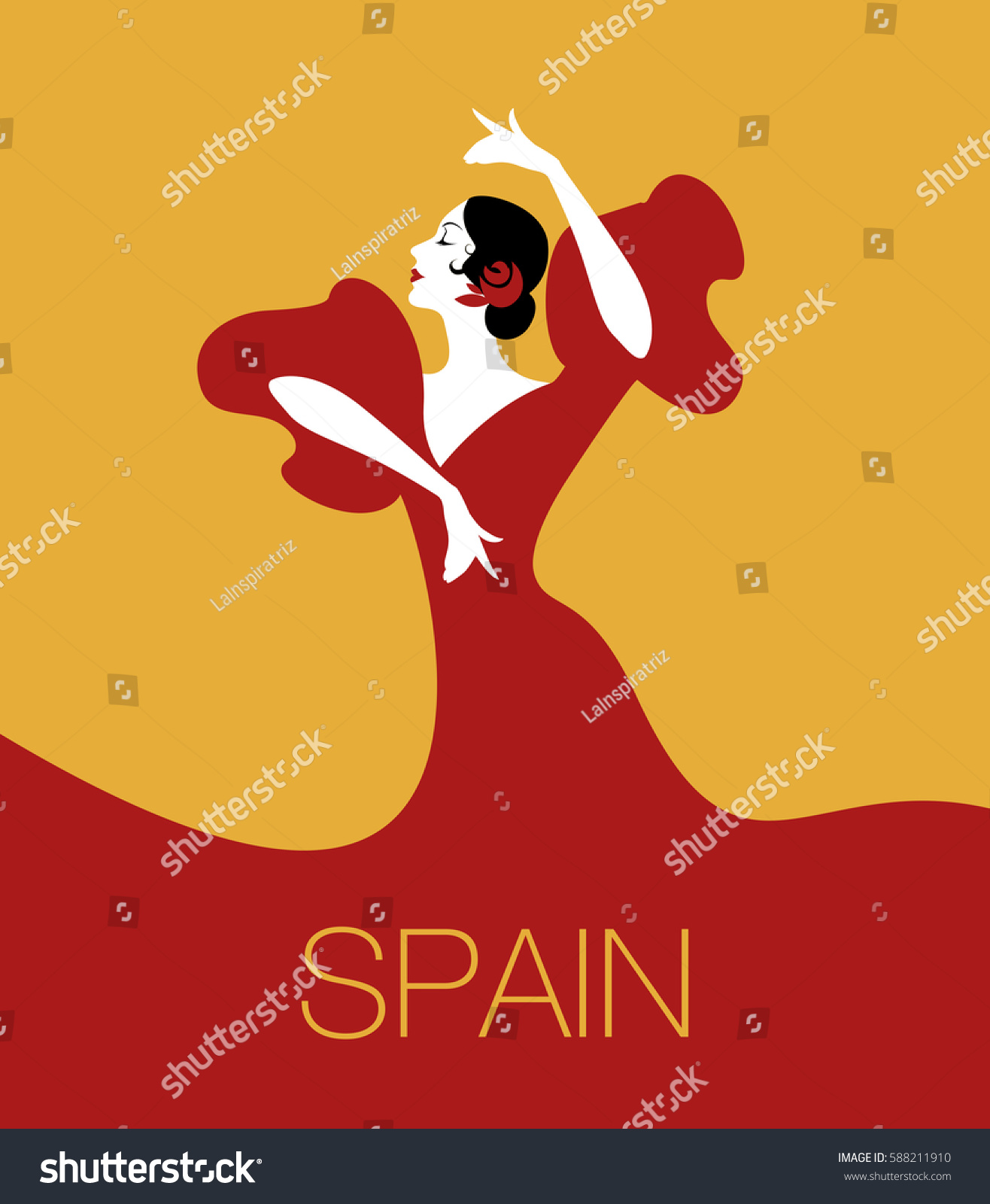 スペインのフラメンコダンサー ベクターイラスト のベクター画像素材 ロイヤリティフリー