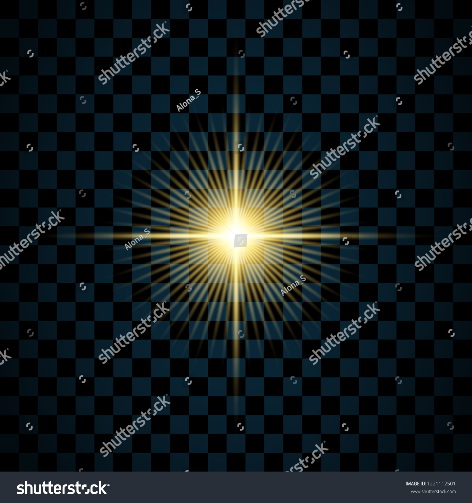 Sparkle Gold Star Isolated Transparent Background Stock Vector