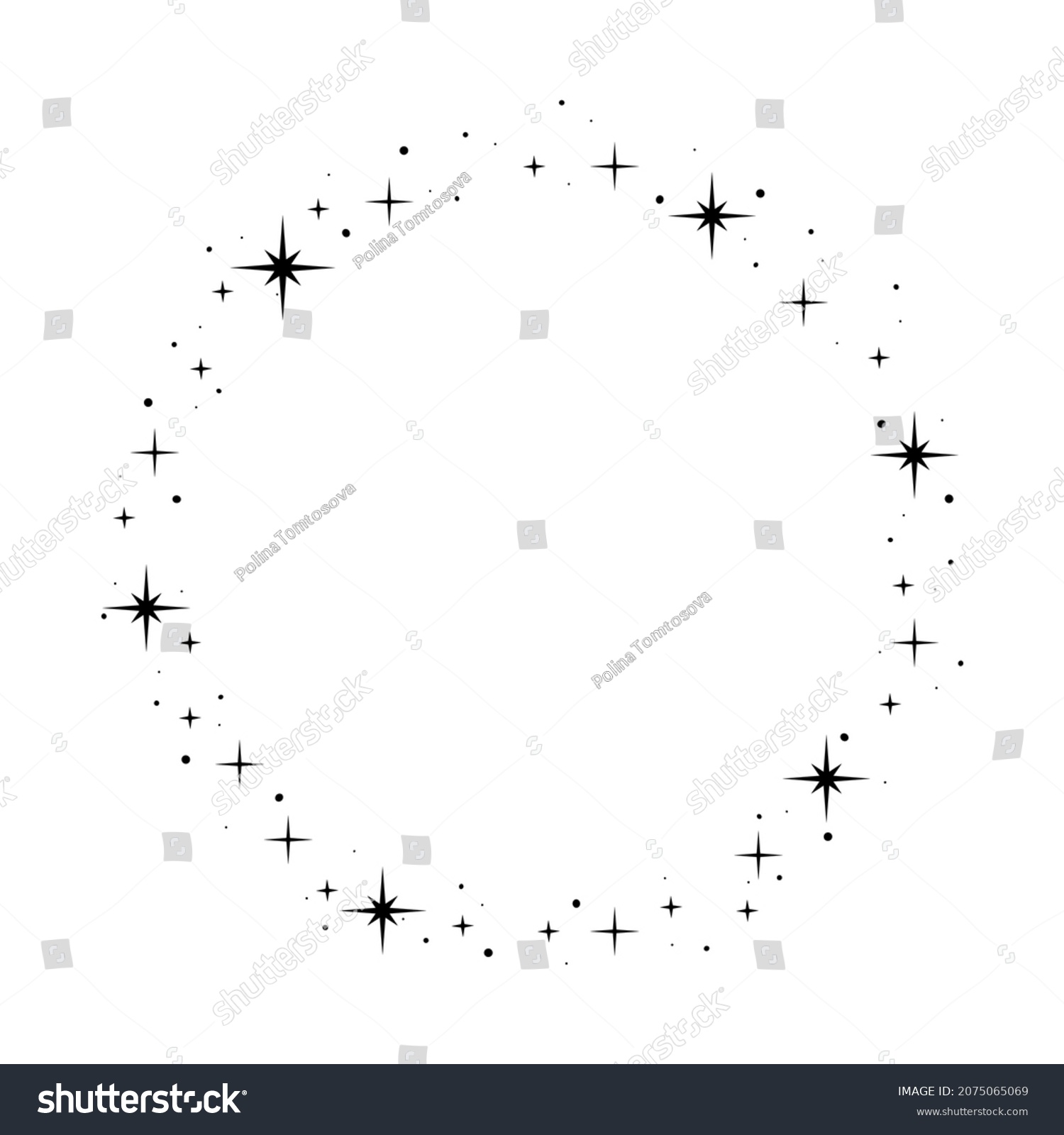 Sparkle Star Circle Frame Wreath Round Stock Vector Royalty Free Shutterstock