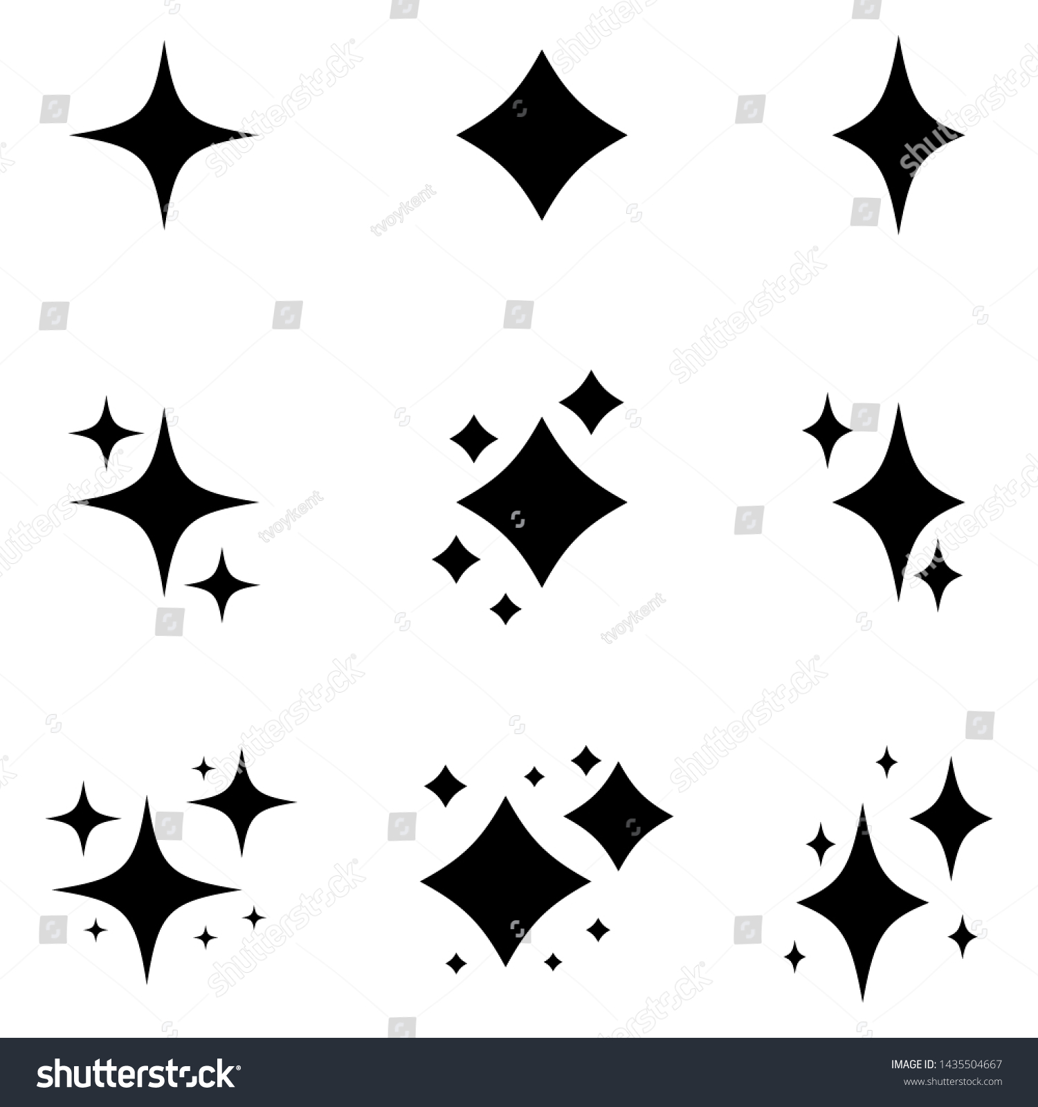 Sparkle Star Icon Set Vecotr Black Stock Vector (royalty Free 