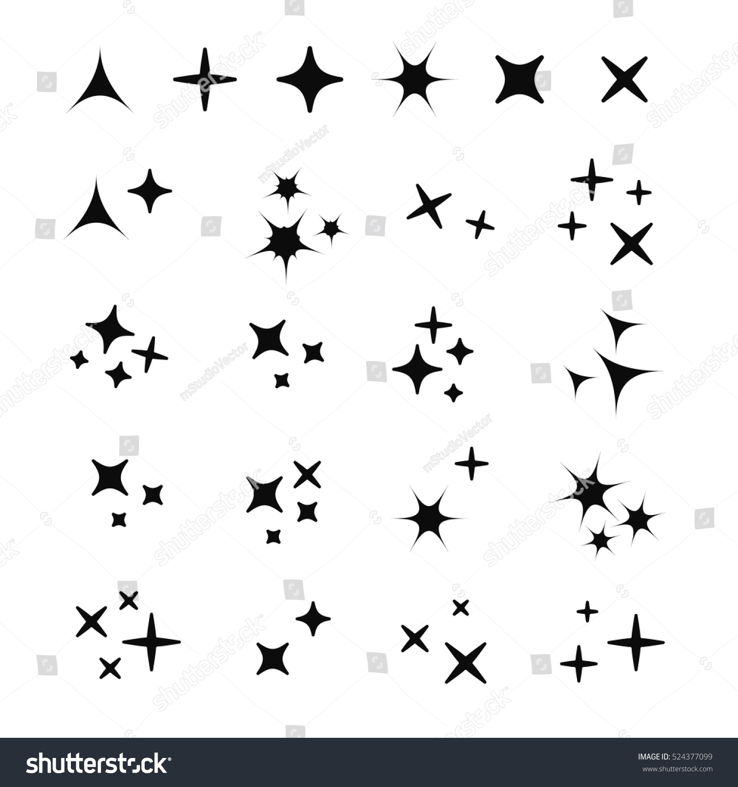 Sparkles White Line Collection Sparks Vector Stock Vector 524377099 ...