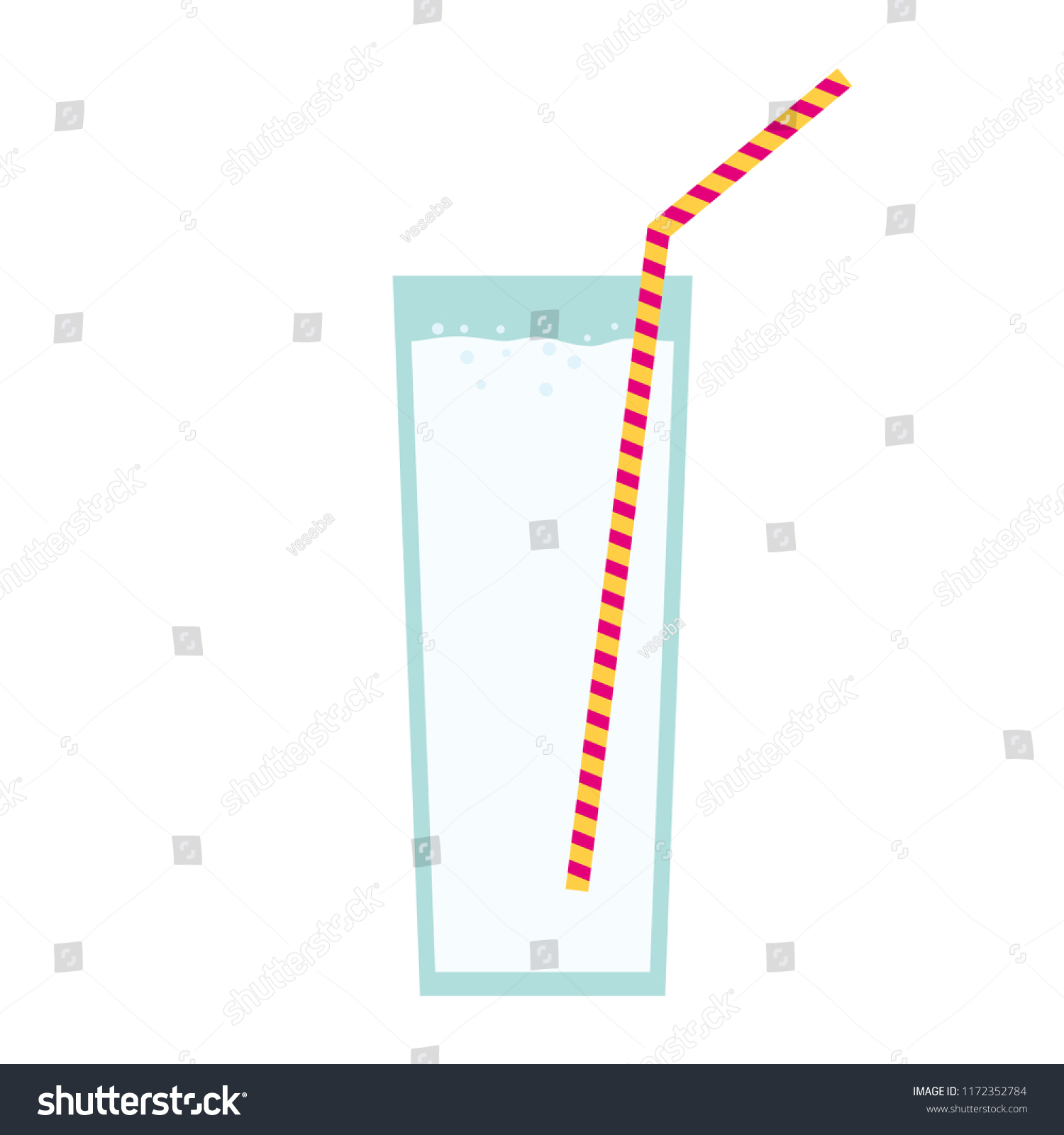 Sparkling Water Mineral Water Glass Straw Stock Vektorgrafik Lizenzfrei