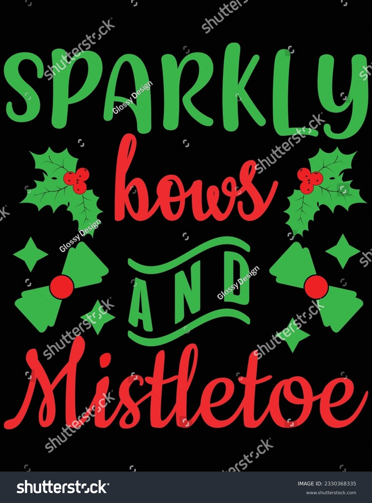 SVG of Sparkly bows and mistletoe EPS file for cutting machine. You can edit and print this vector art with EPS editor. svg