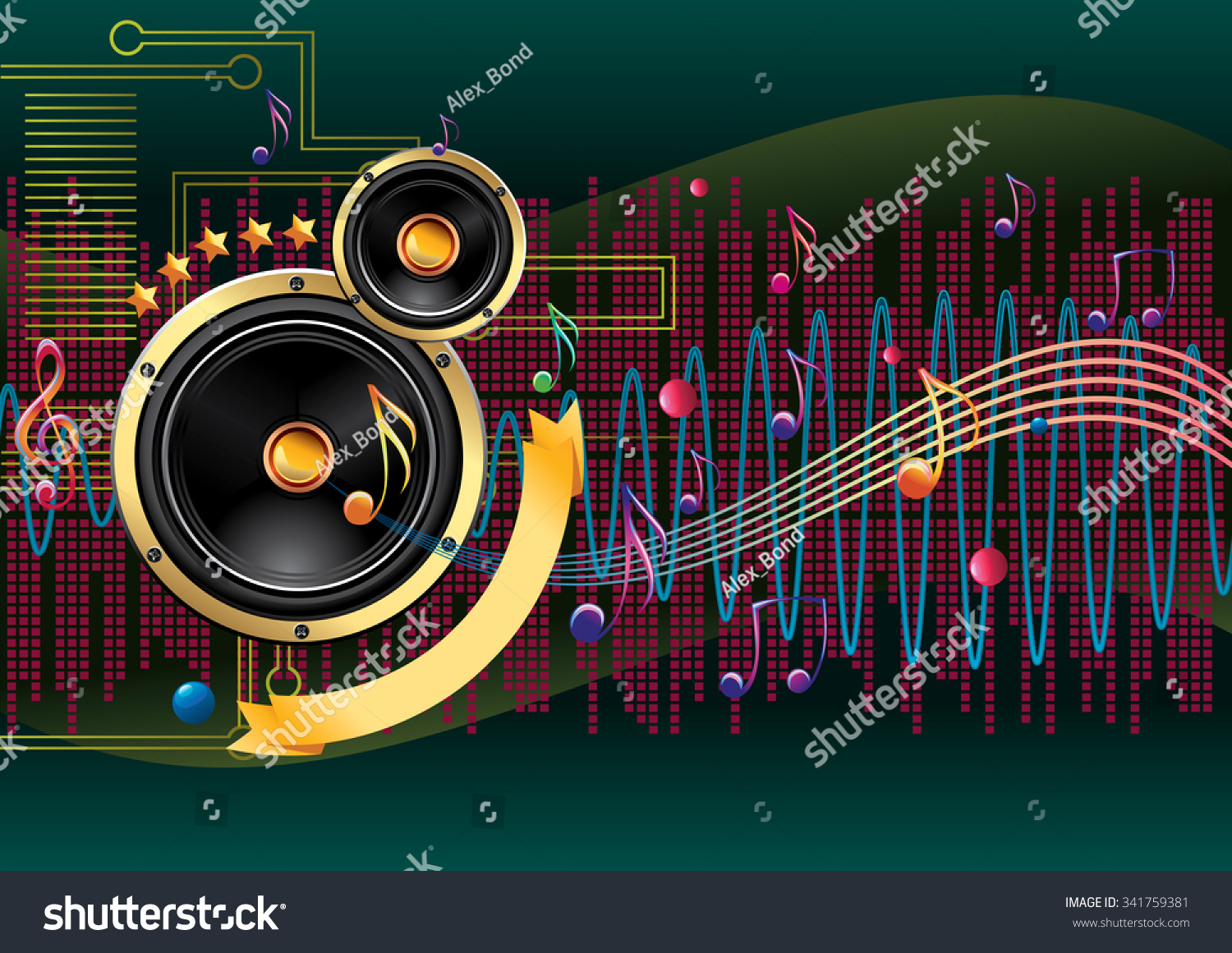 Speaker & Notes - Modern Electronic Music Design Stock Vector ...