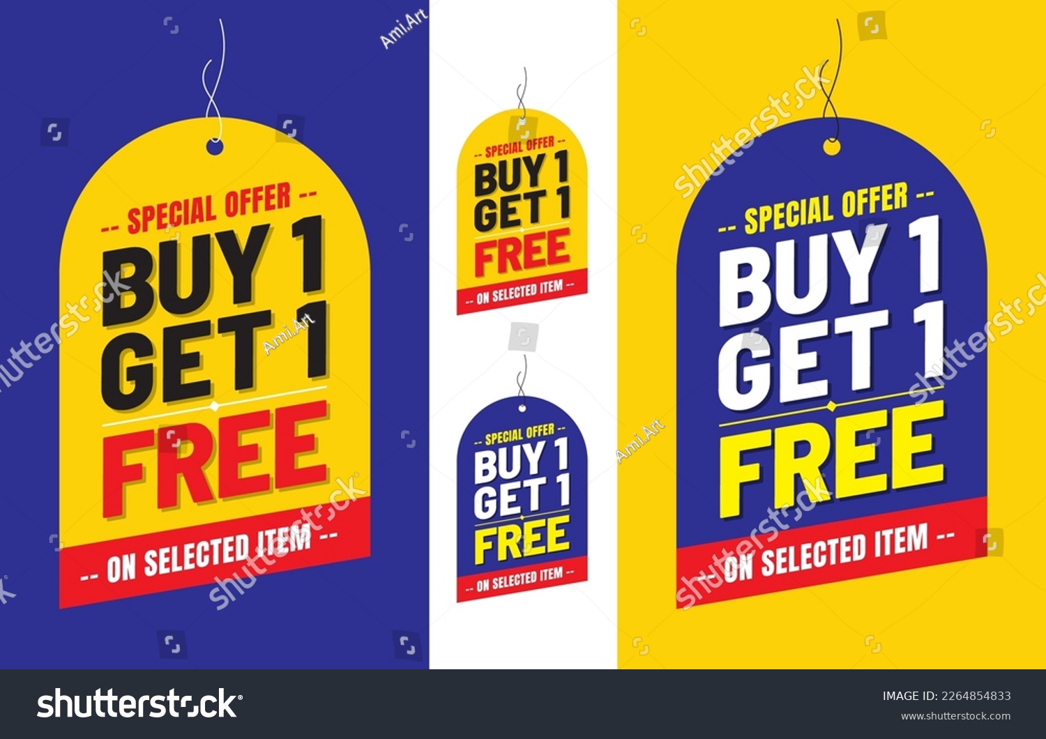 SVG of Special offer, Buy 1 Get 1 Free, on  selected item, offer label, unit on blue and yellow background  svg