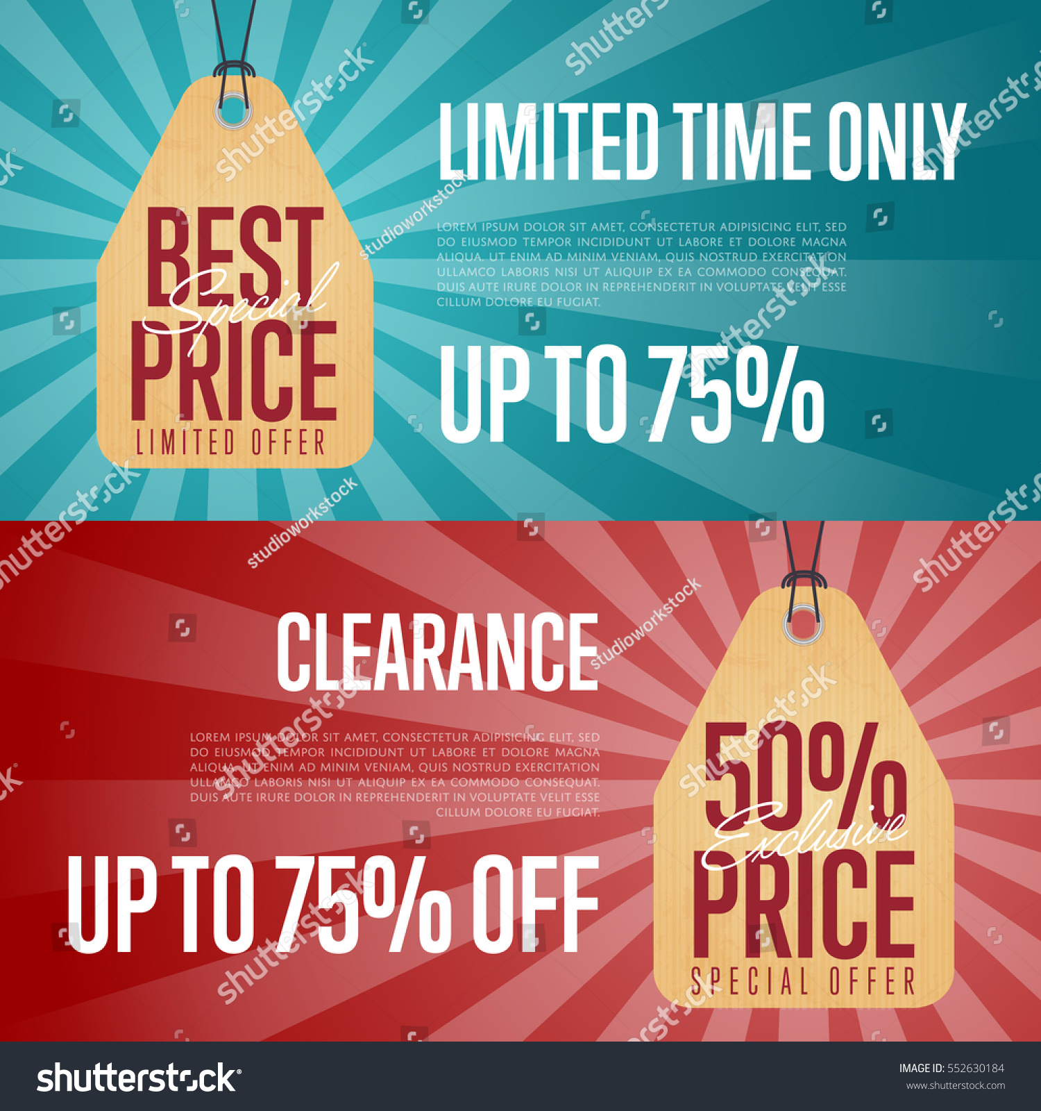 Special Offer Discount Banner Set Vector Stock Vector Royalty Free 552630184
