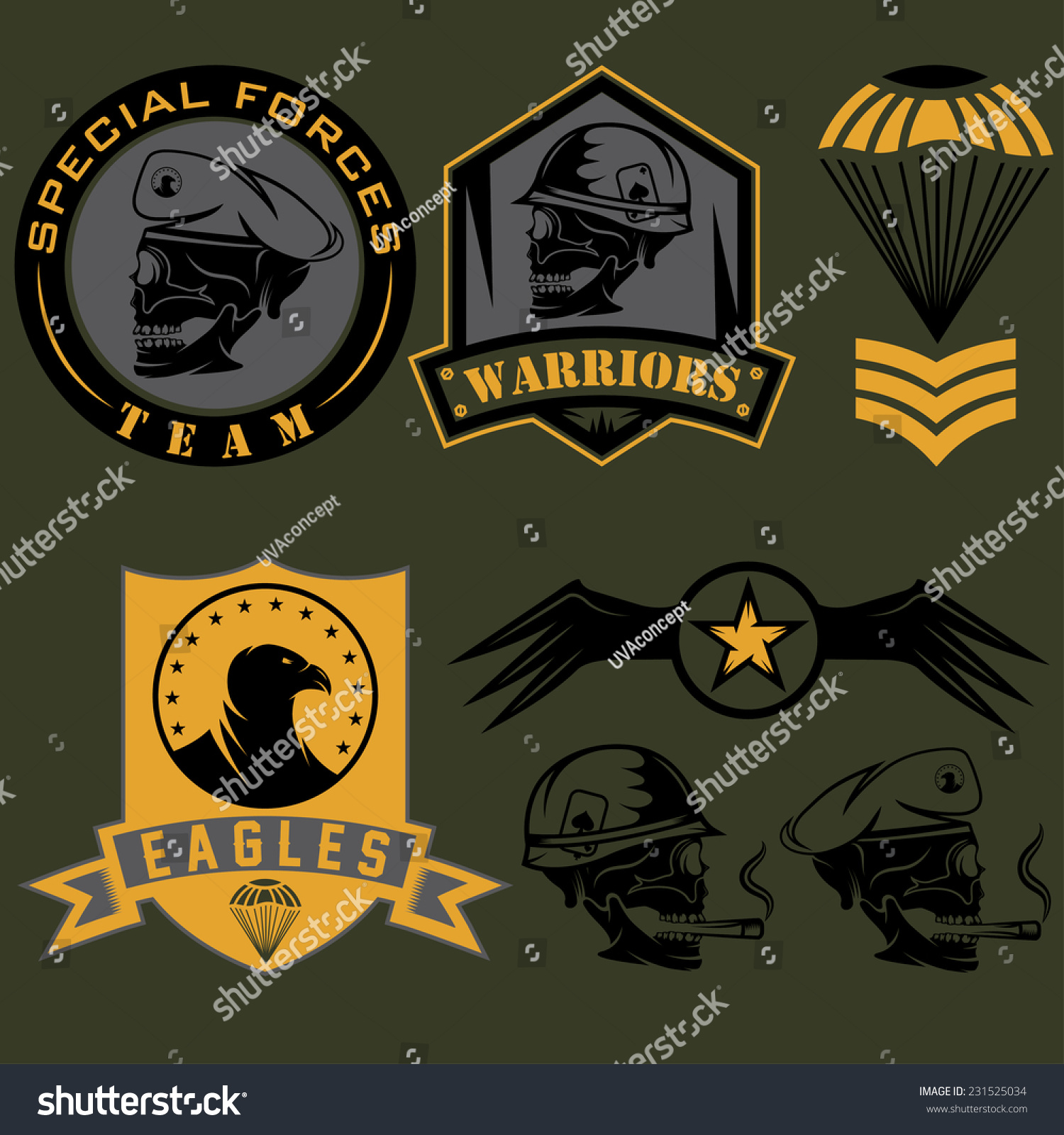 Special Unit Military Emblem Set Vector Design Template - 231525034 ...