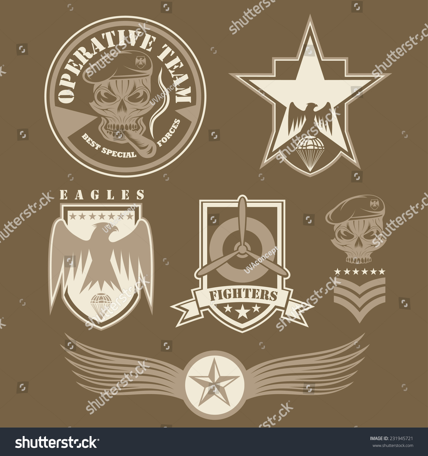 Special Unit Military Emblem Set Vector Stock Vector 231945721 ...