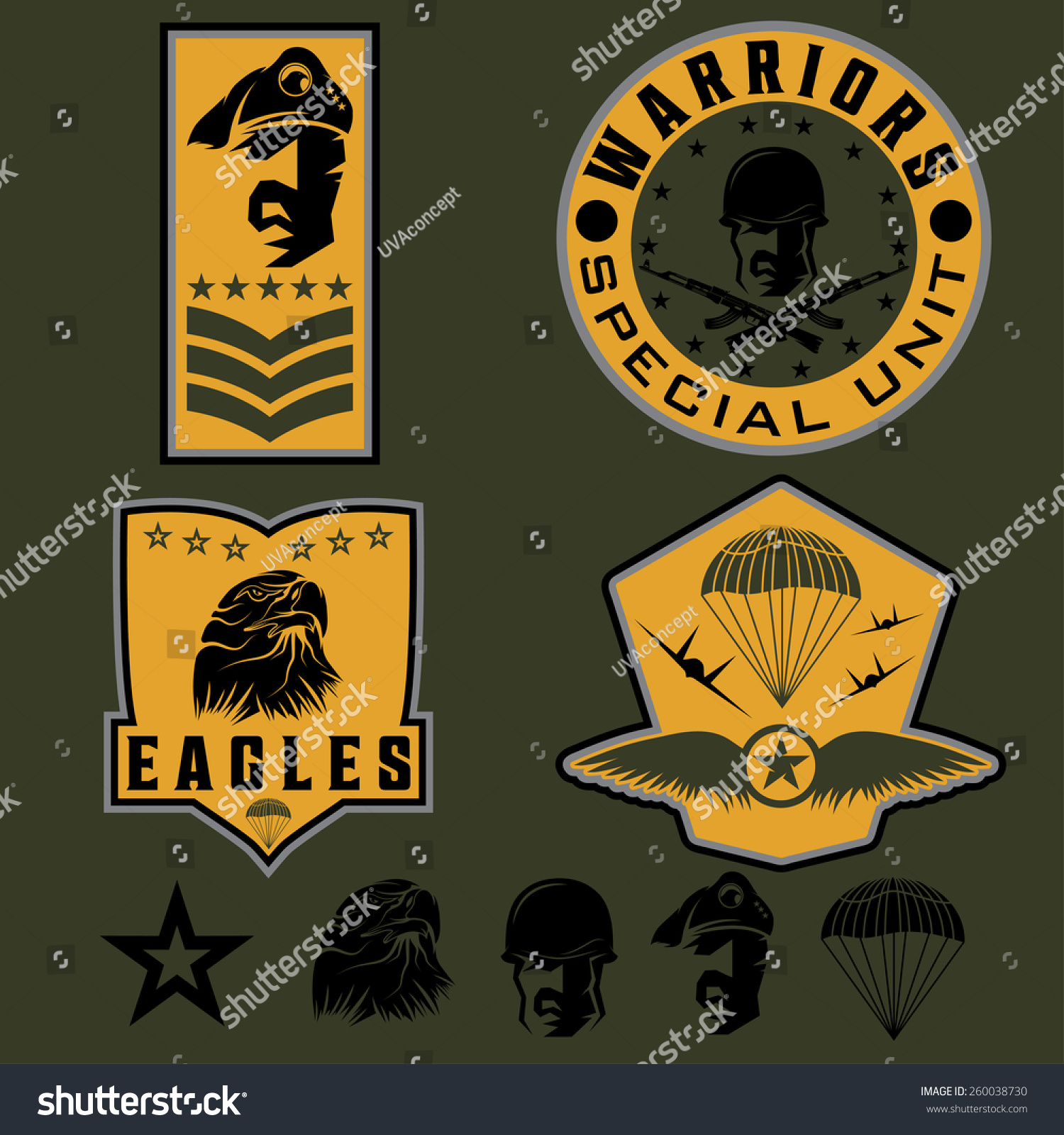 Special Unit Military Emblem Set Vector Stock Vector (Royalty Free ...