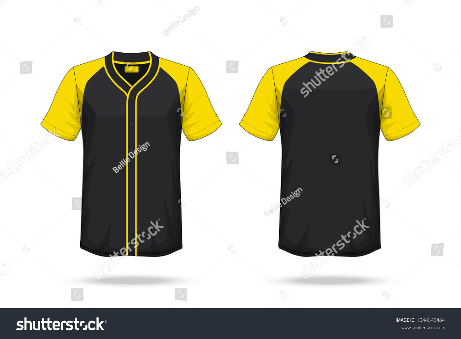 black and yellow baseball tee