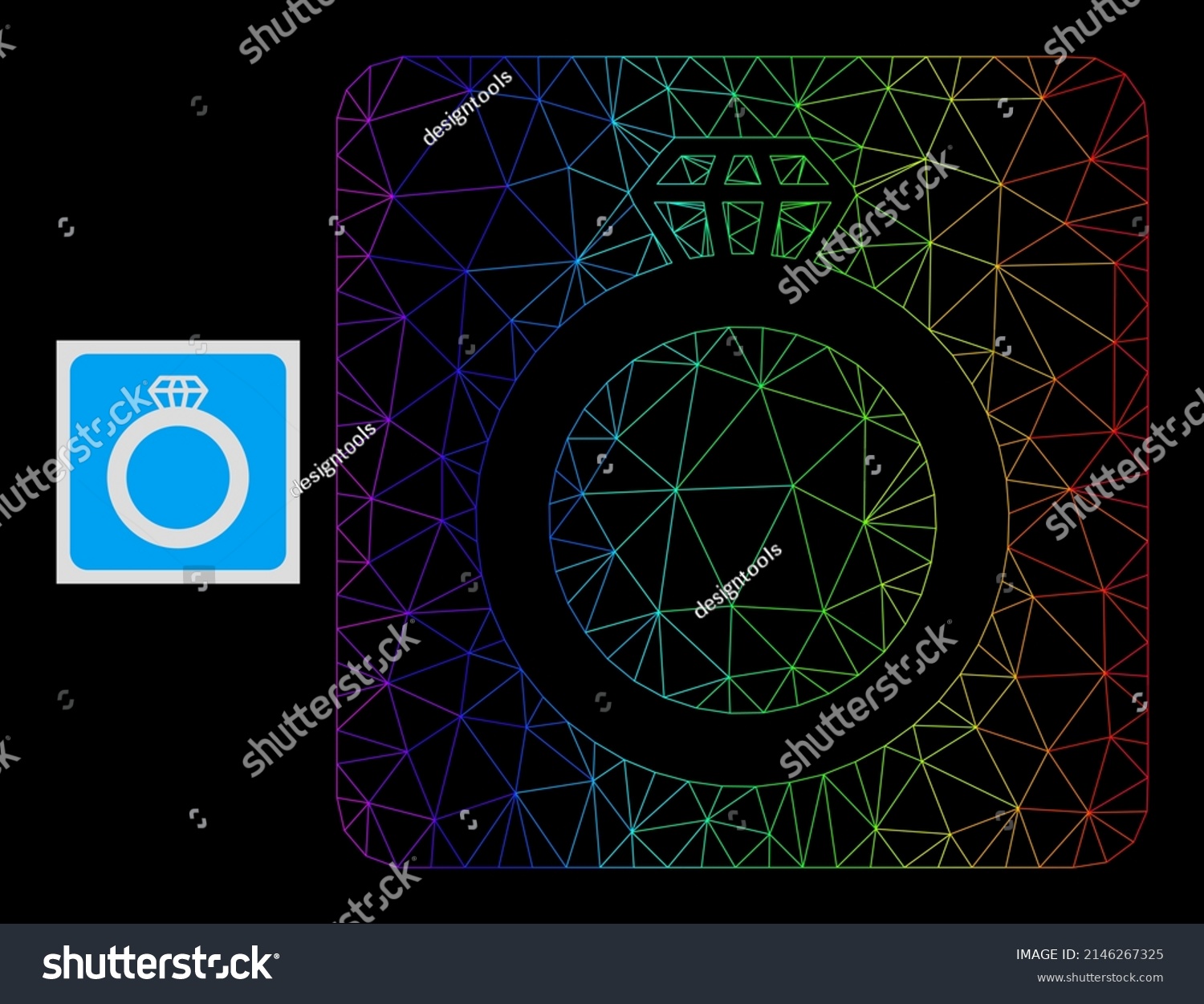 Spectrum Gradient Mesh Gem Ring Icon Stock Vector (Royalty Free ...