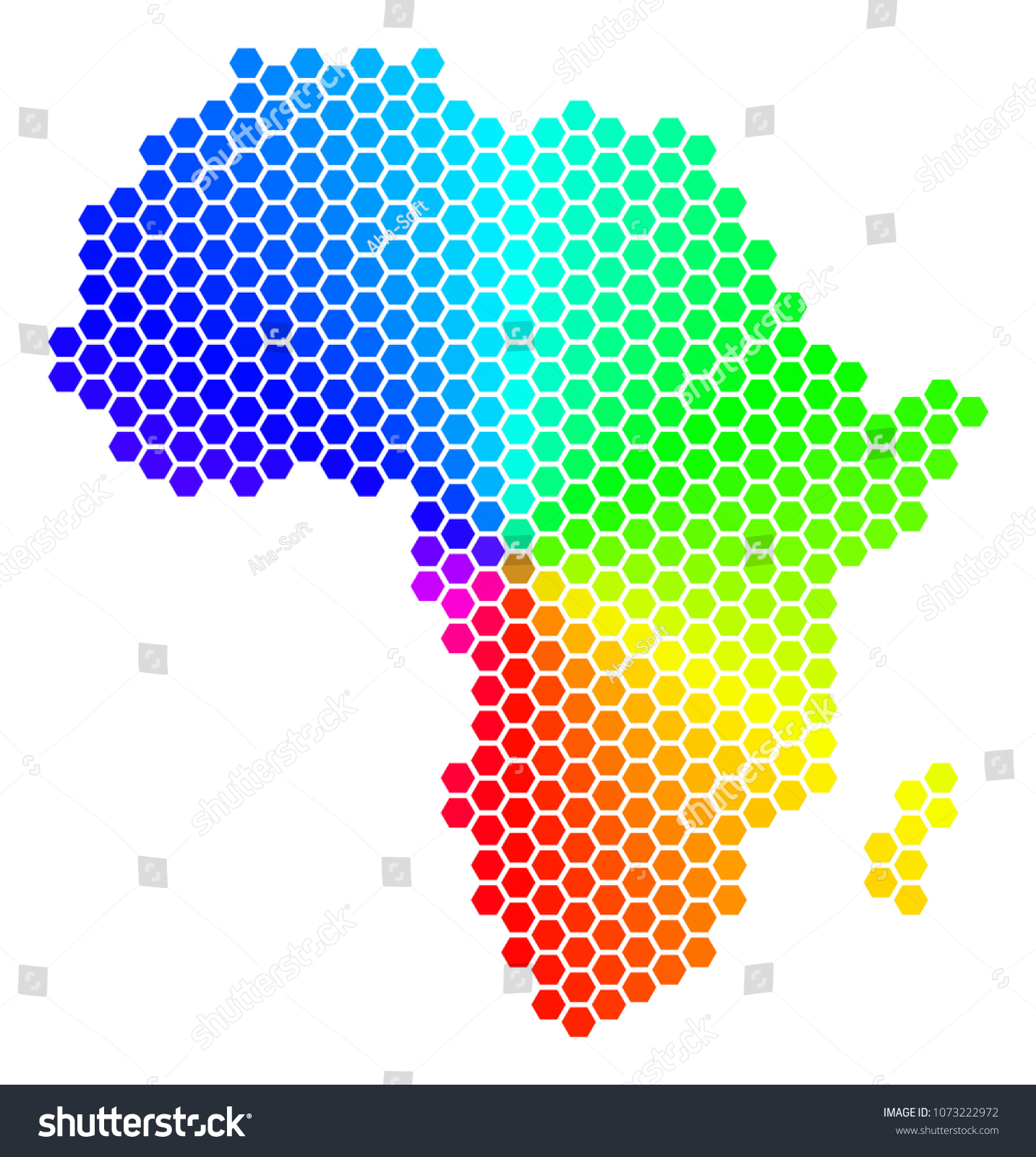 Spectrum Hexagon Africa Map Vector Geographic Stock Vector (Royalty 