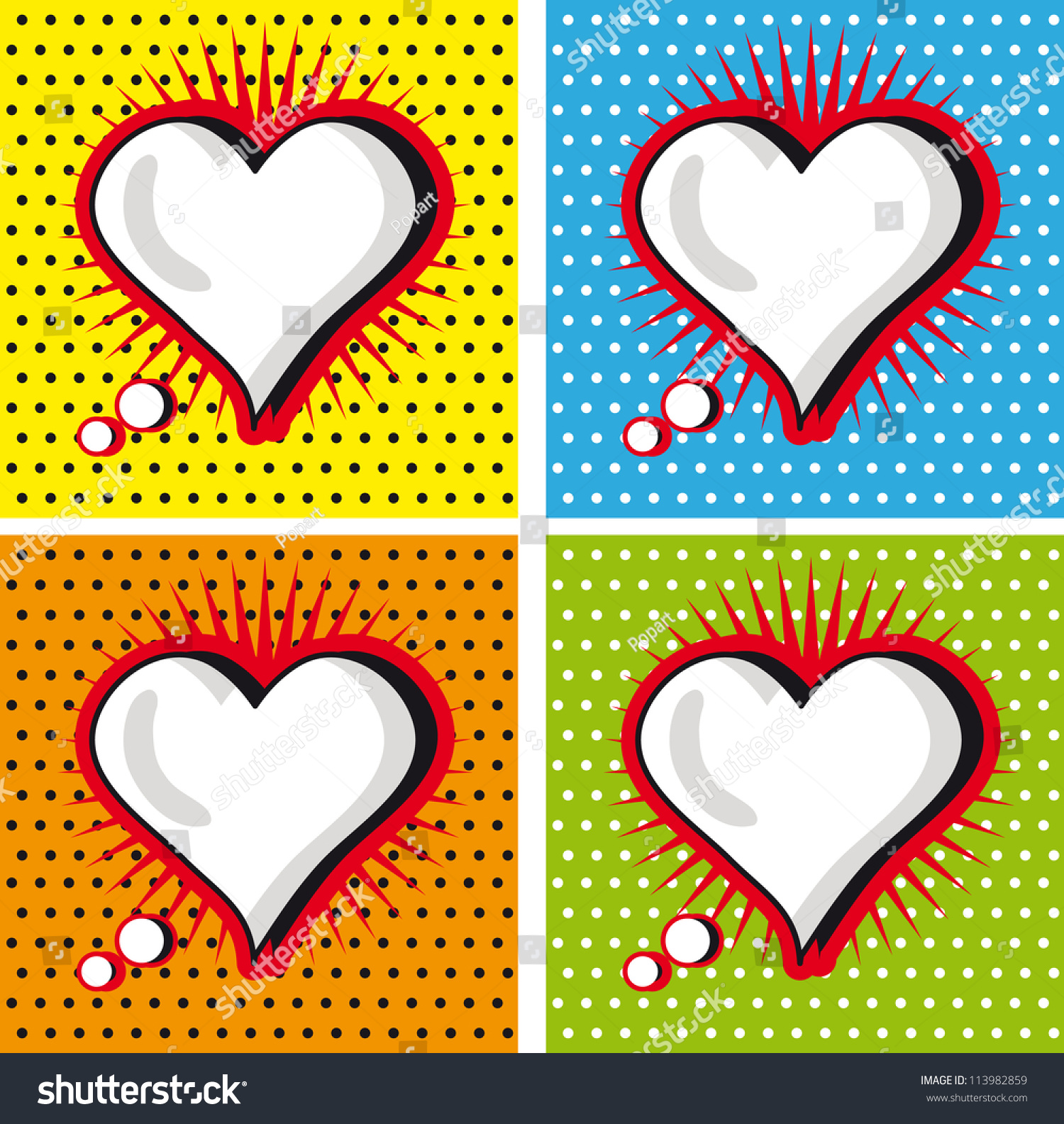 Speech Bubble Love Heart Popart Style Stock Vector 113982859 - Shutterstock