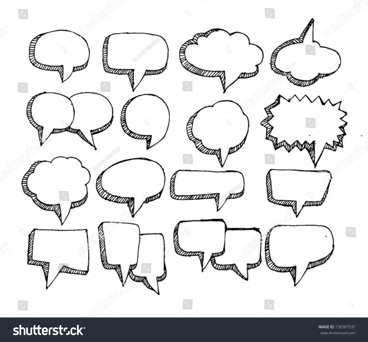 Speech Bubble Sketch Hand Drawn Stock Vector 158387537 - Shutterstock