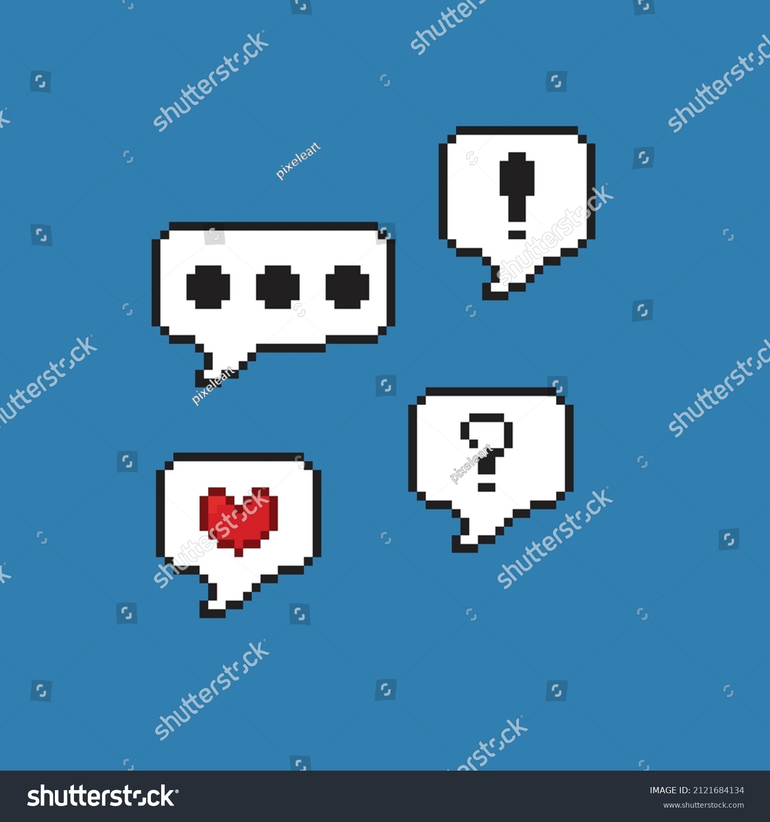 Speech Bubbles Set Pixel Art Style Stock Vector (Royalty Free) 2121684134