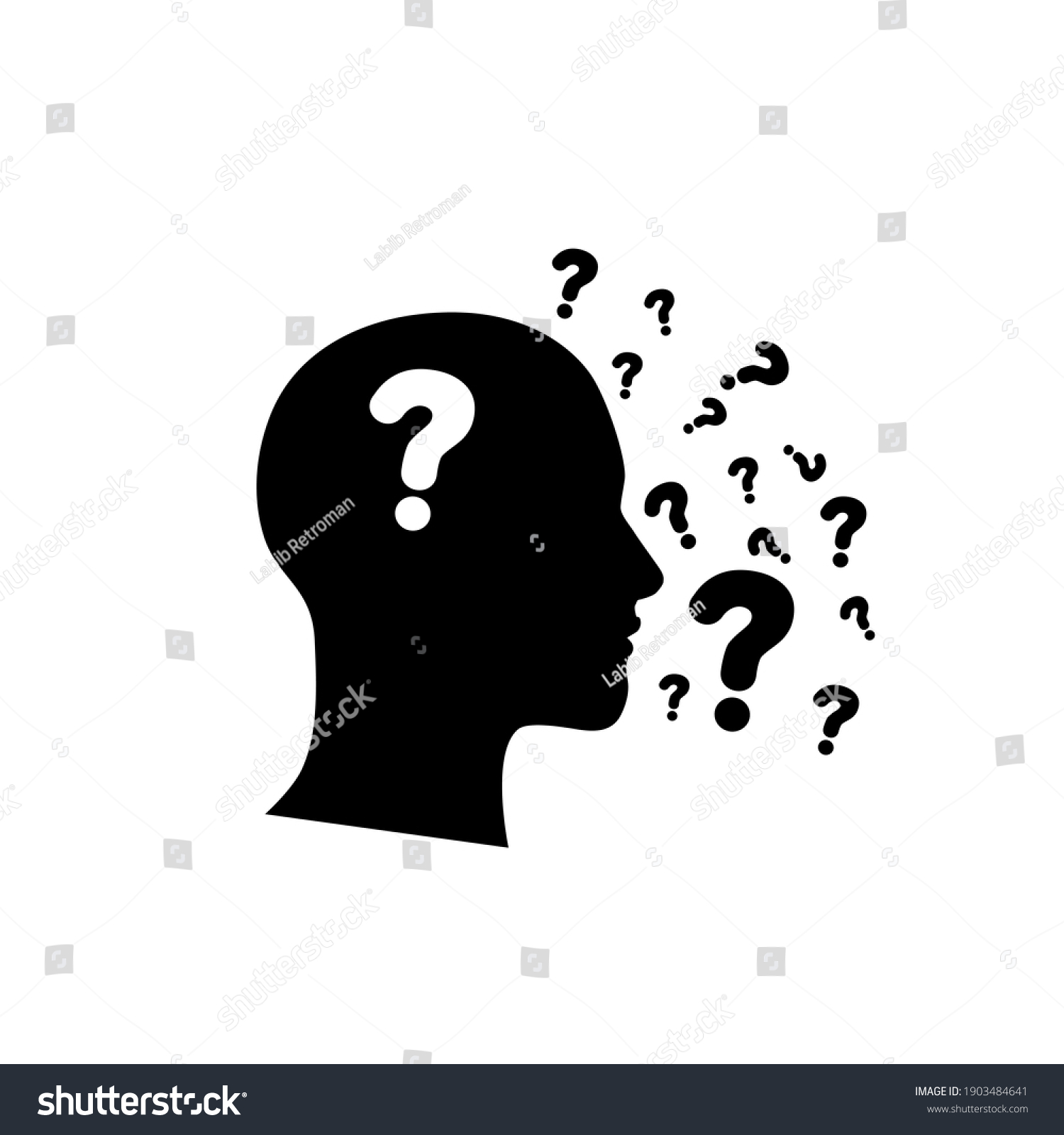 SVG of Speechless human icon with question mark design. svg