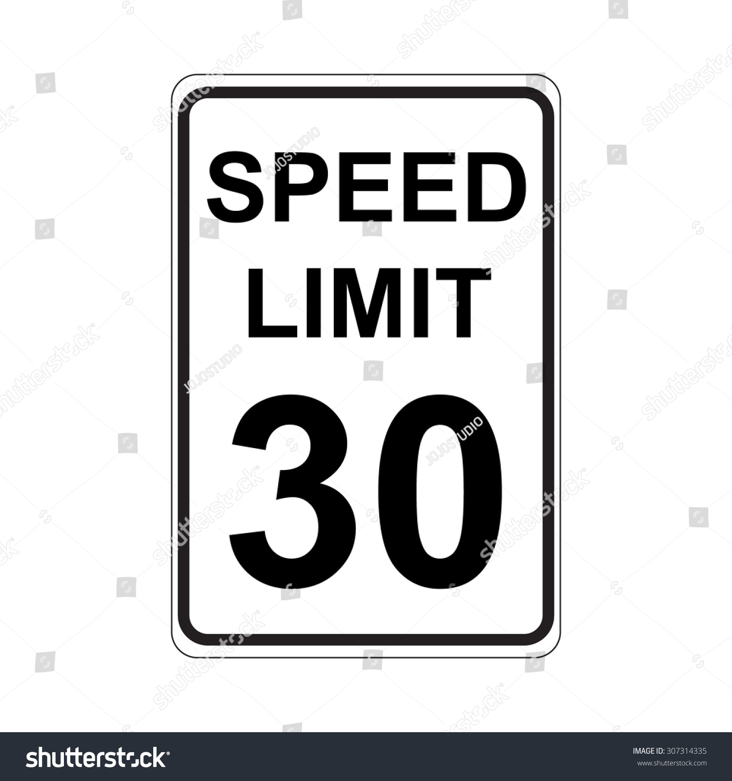 Speed Limit Sign White Stock Vector (Royalty Free) 307314335 - Shutterstock