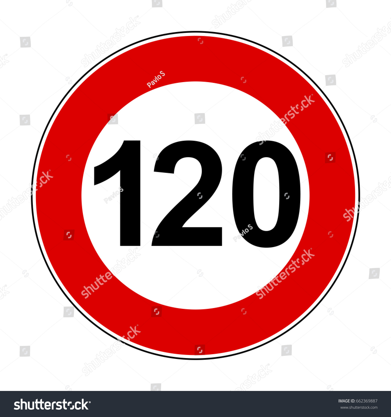 Speed Limit Signs 120 Km Stock Stock Vector (Royalty Free) 662369887 ...