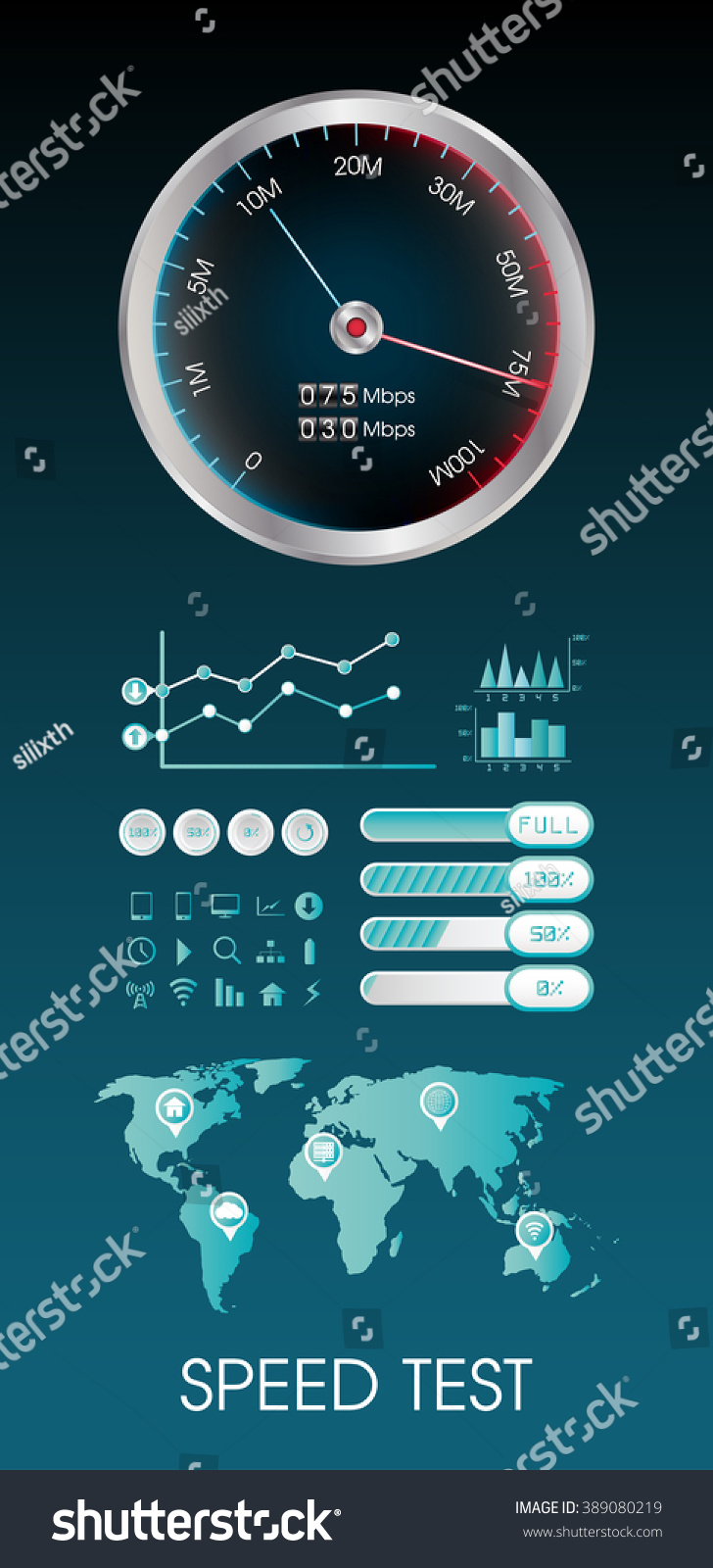 Speed Test Meter Speed Test Info Stock Vector (Royalty Free) 389080219